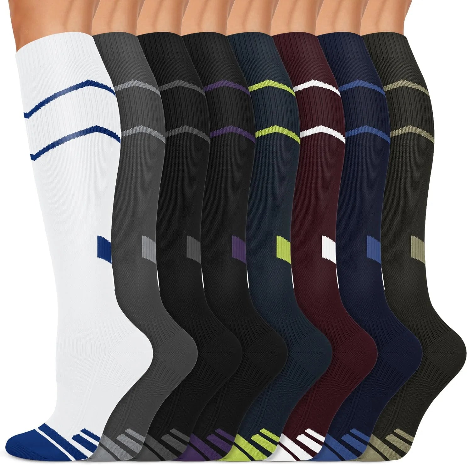 Copper Compression Socks 15-20 mmHg for Men & Women 8 Pairs – Circulation Support for Nurses, Travel, Running, Hiking, Soccer