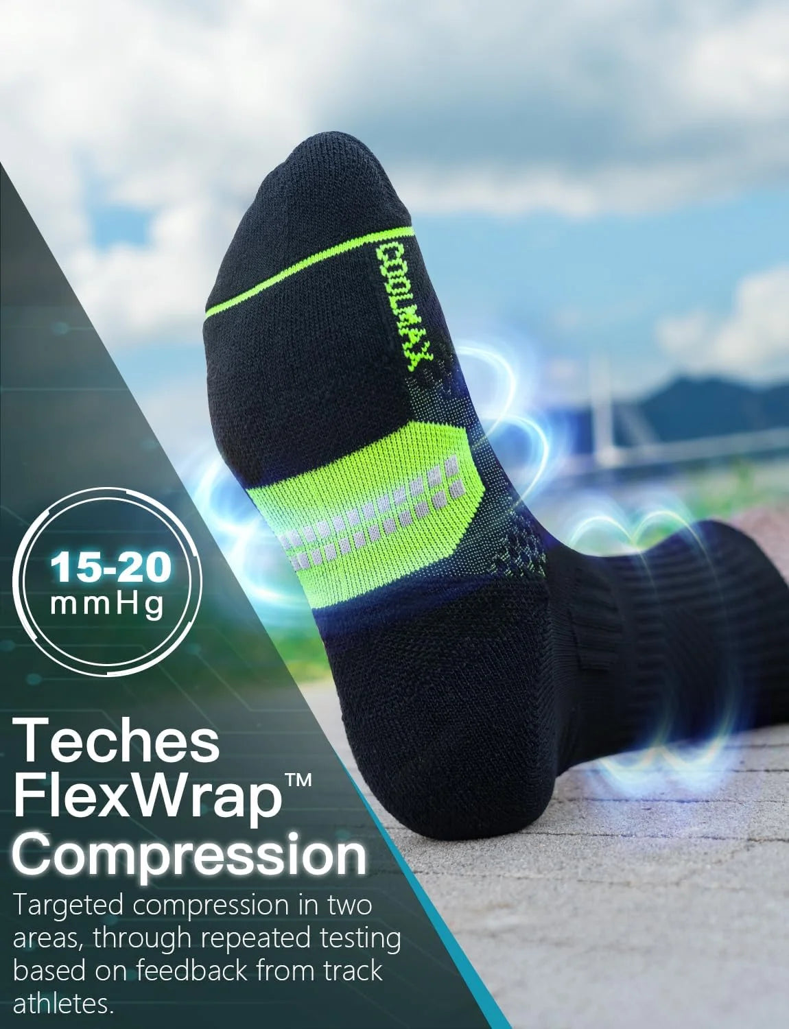 Juclise Compression Running Crew Socks, Bamboo Viscose Lightweight Cushion
