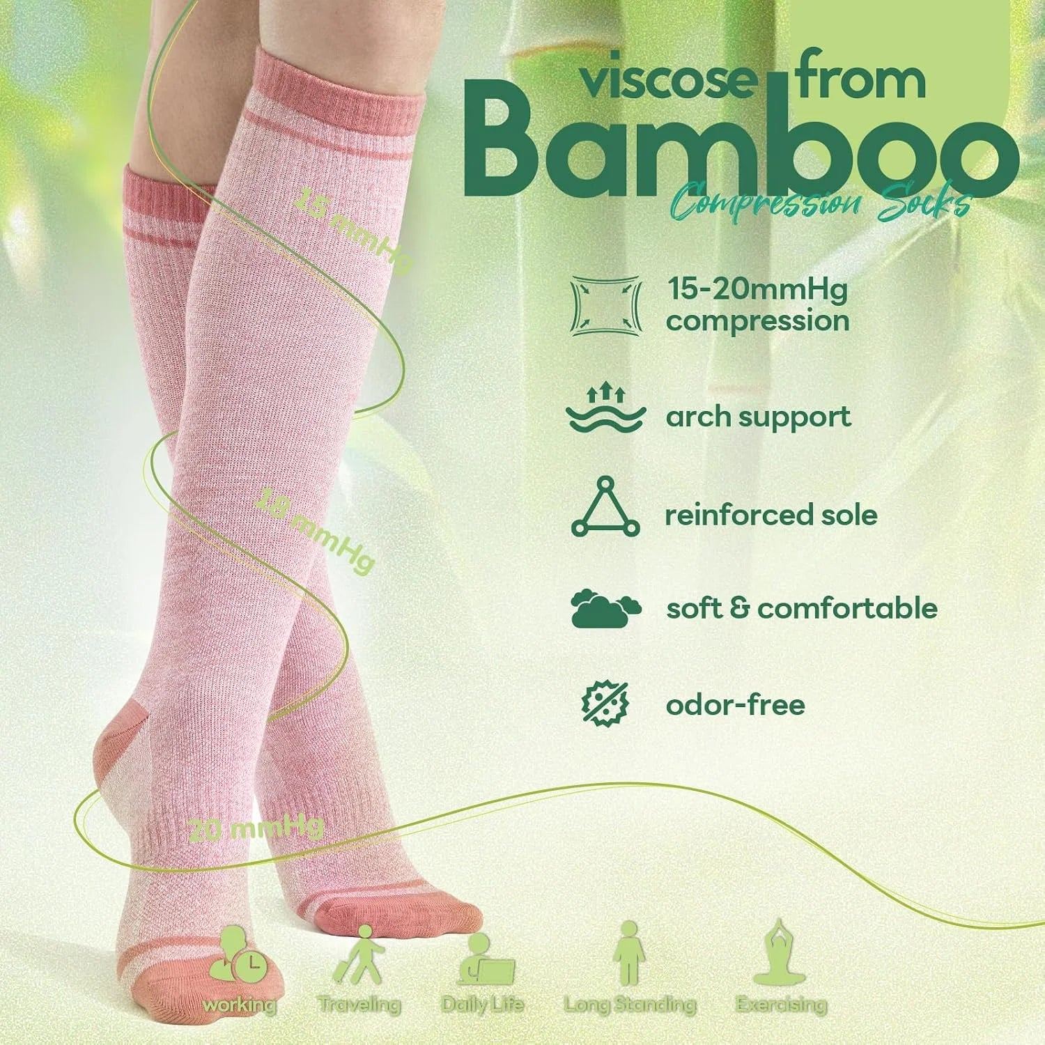 Compression Socks Women & Men 15-20 mmHg for Flying