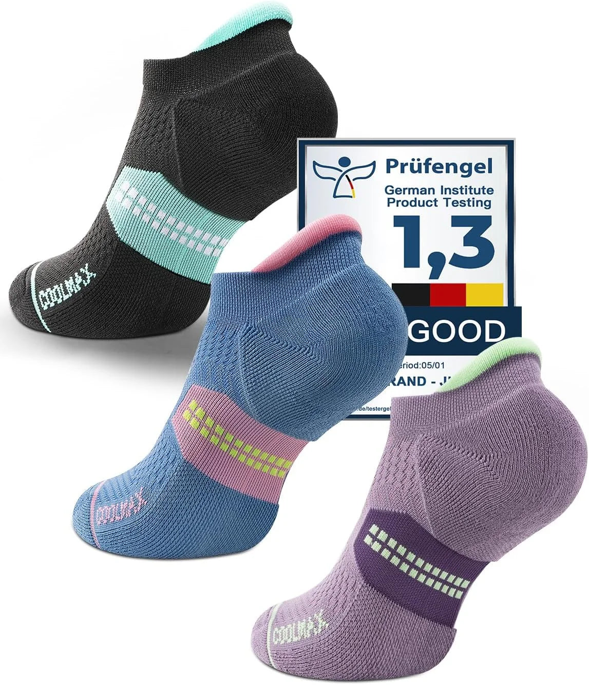 Juclise Women's No Show Compression Athletic Running Socks, 3 Pairs