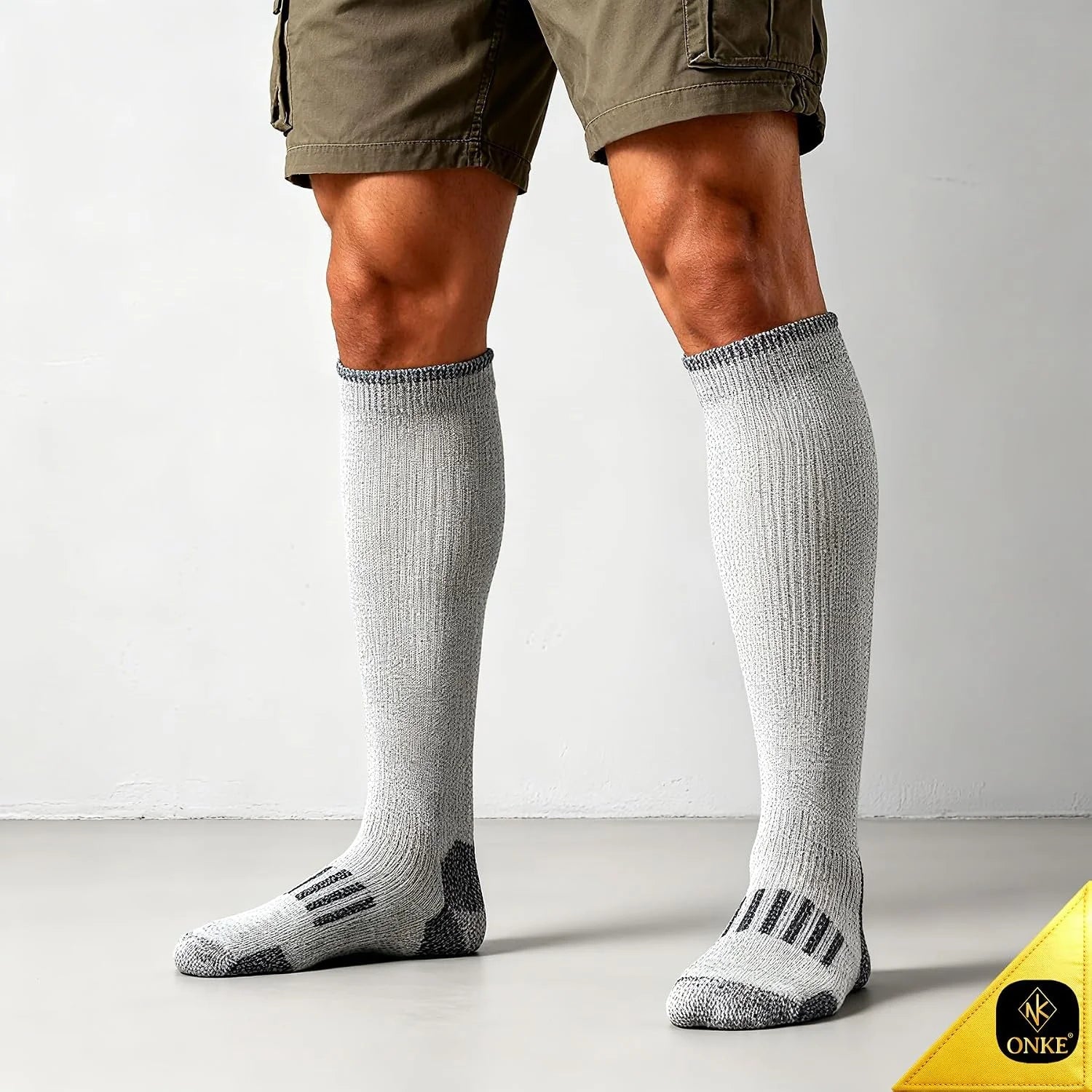 ONKE Seamless Knee High Socks for Men Heavy Duty Work Boot Over the Calf