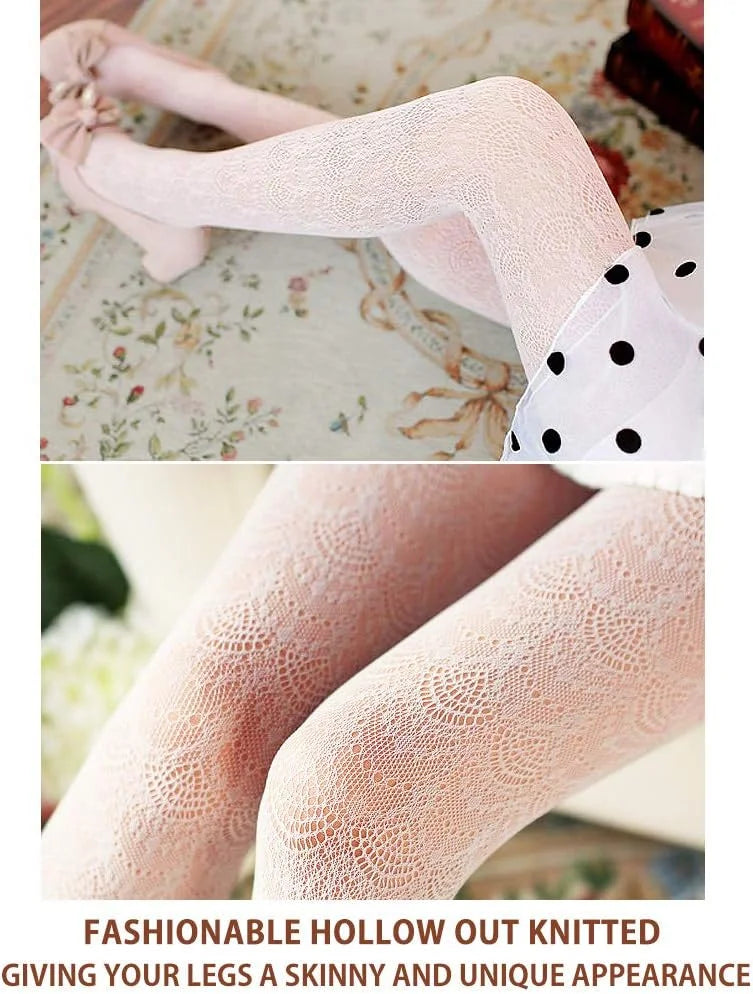 VERO MONTE Womens Colorful Hollow Out Knitted Tights - Patterned Lace Stockings
