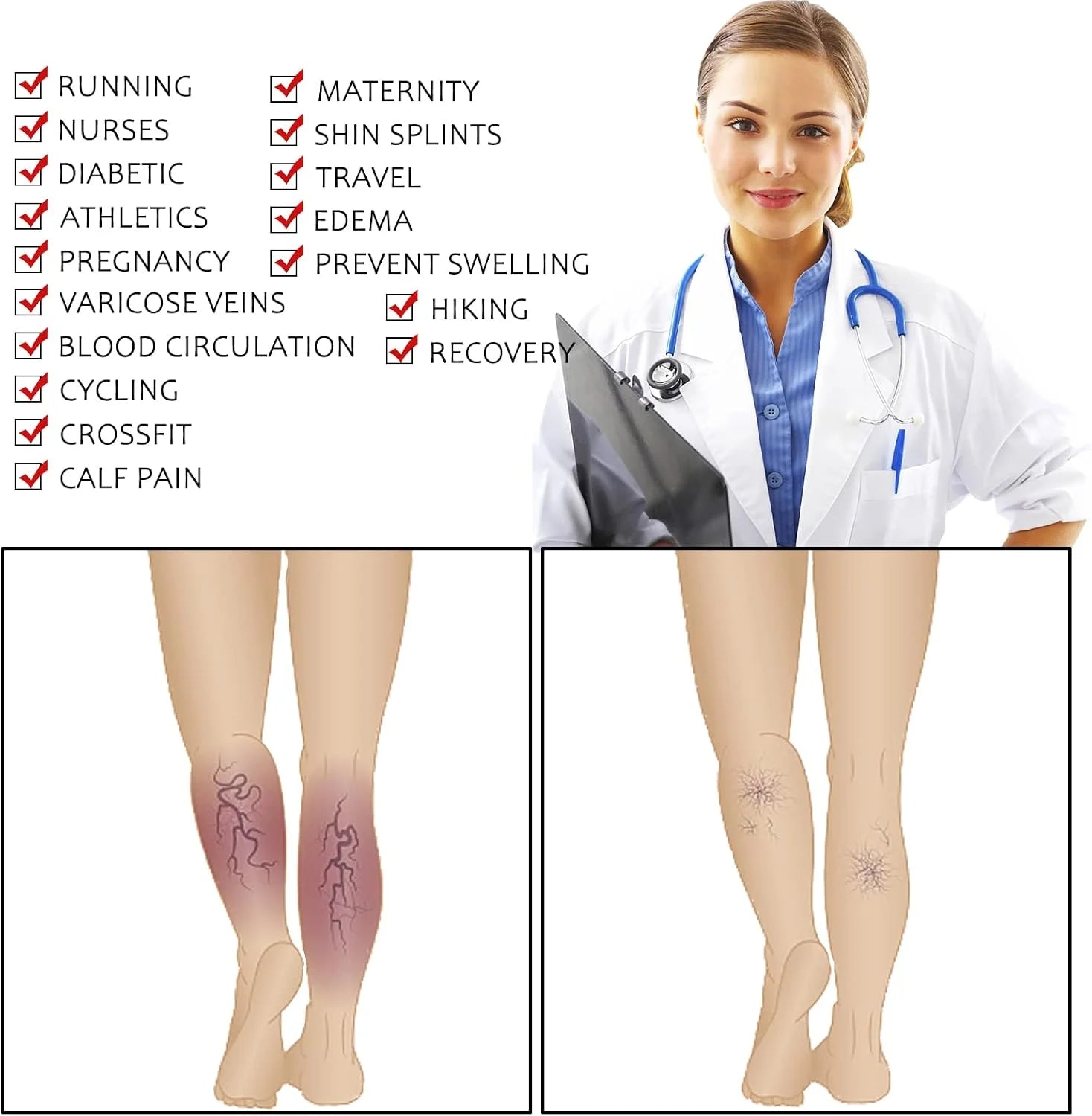 hello momoya Compression Socks for Women Men Circulation Knee High 8 Pairs for Nurses, Running, Travel, Athletic