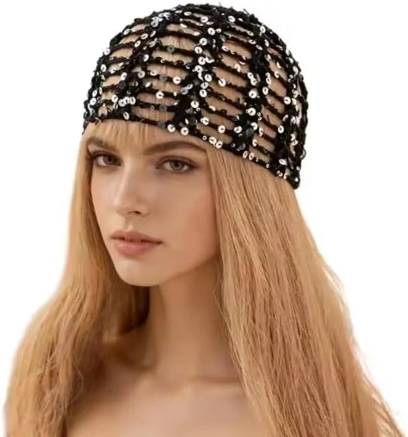Suillty Sequin Knitted Beanie Hat for Women Men Glitter Winter Skull Caps Outdoor Windproof Cold Weather Bonnet