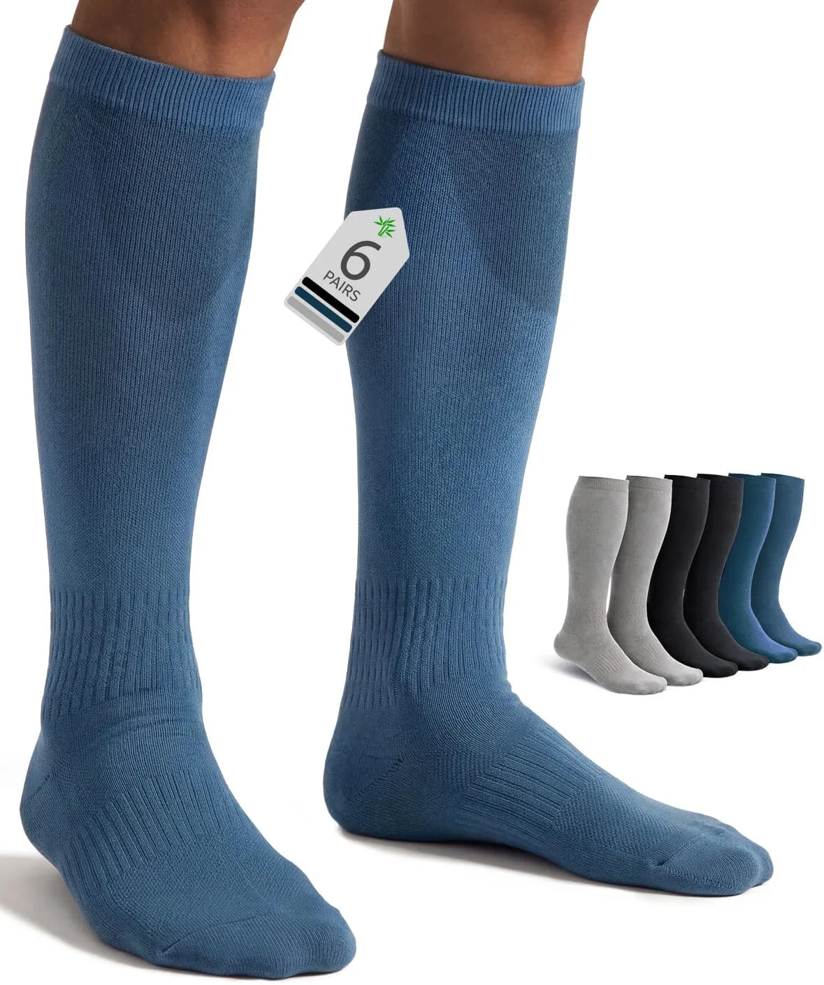 FAIRWIN Bamboo Viscose Compression Socks for Men Women, 15-20 mmHg Knee High Soft Support for Nurse Running Travel Work