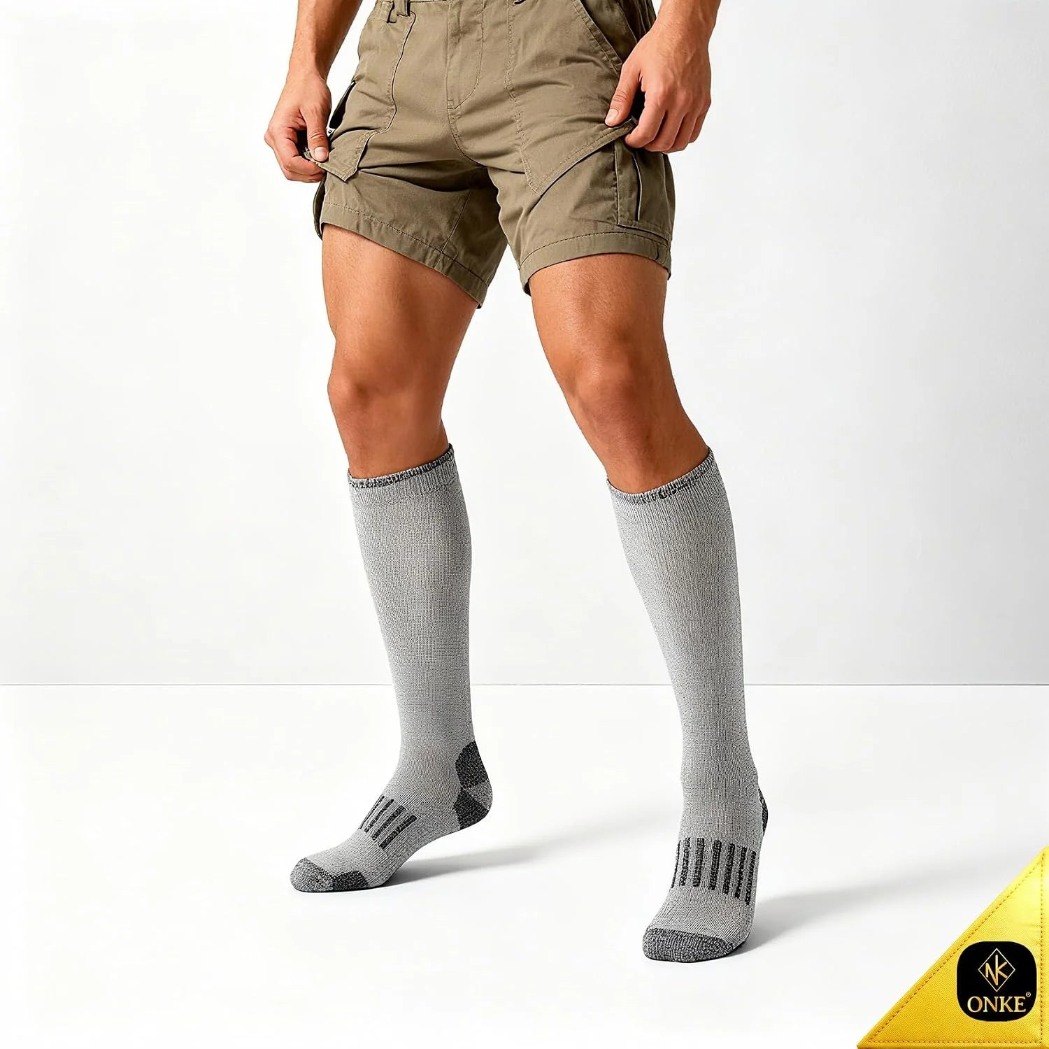 ONKE Seamless Knee High Socks for Men Heavy Duty Work Boot Over the Calf