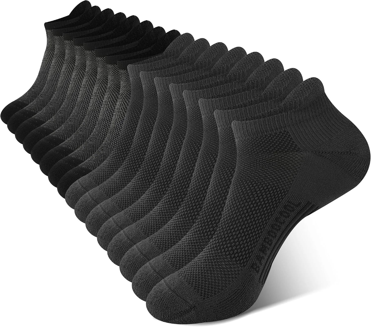 BAMBOO COOL Mens Athletic Ankle Socks Moisture Wicking Cushioned 8 Pack