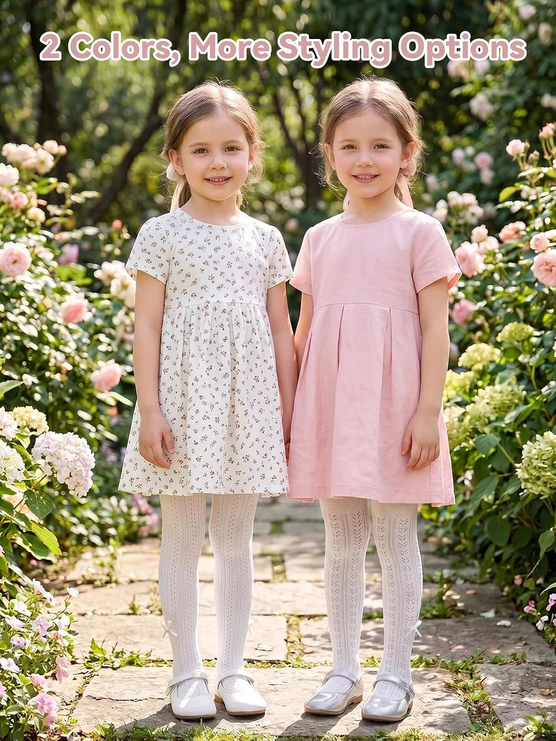 Miipat Baby Girl Tights Toddler Footed Leggings Mesh Lace Stockings 2 Pack Little Kids Thin Hollow Pantyhose