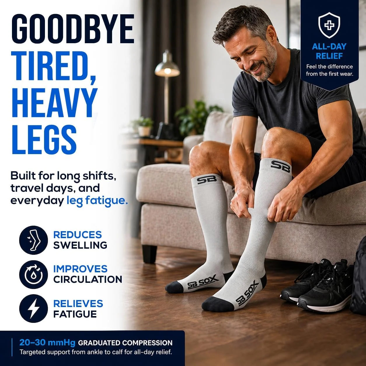 SB SOX Compression Socks for Men & Women (20-30mmHg)