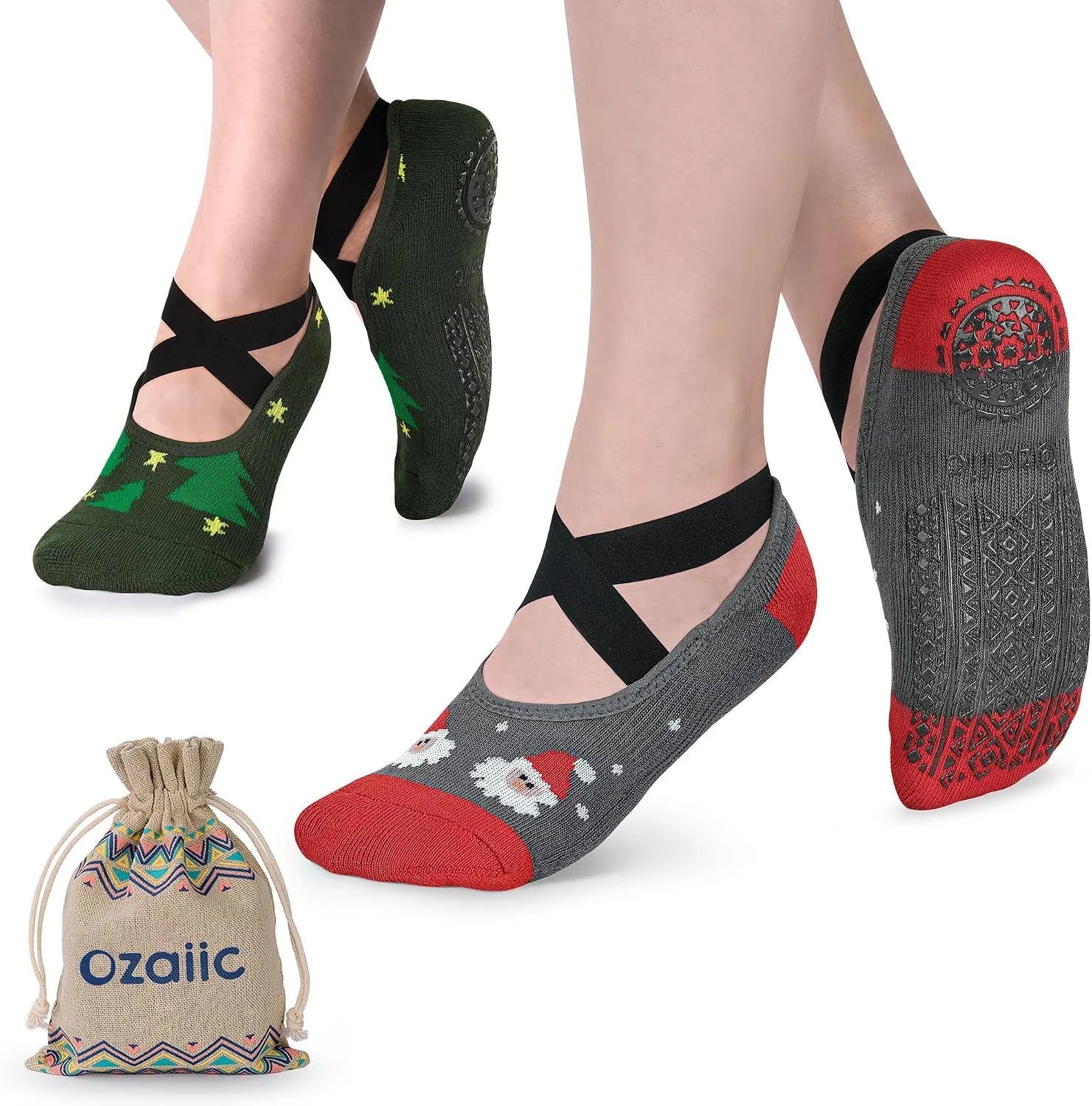 Ozaiic Pilates Socks for Women Non Slip Grip Yoga Barefoot Indoor Workout