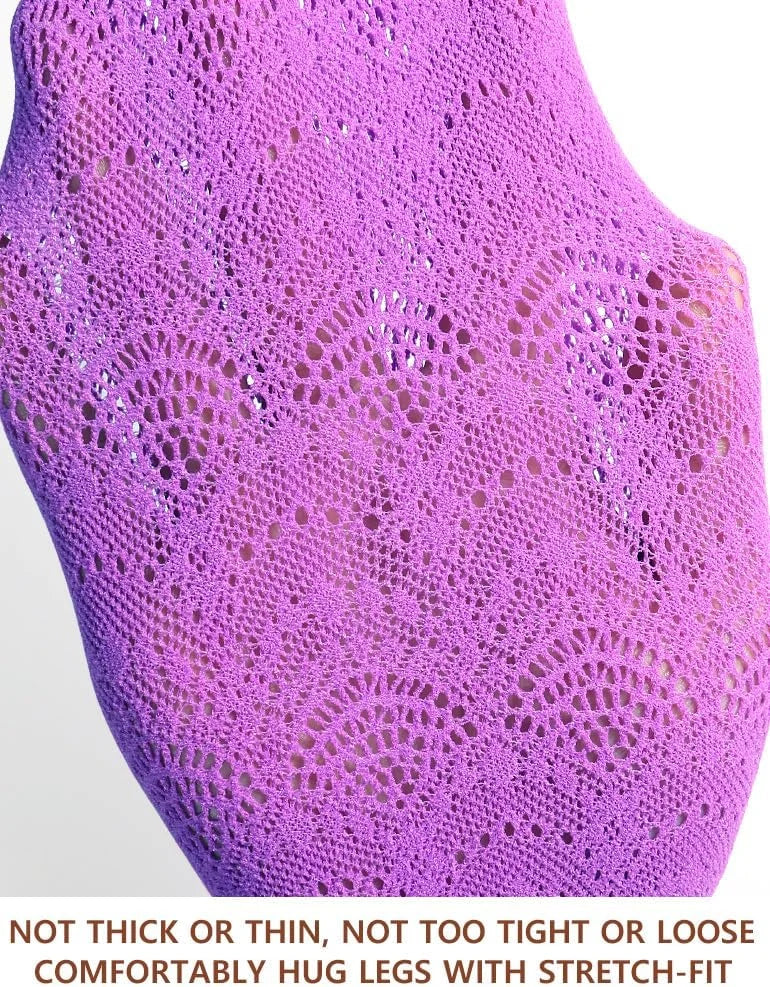 VERO MONTE Womens Colorful Hollow Out Knitted Tights - Patterned Lace Stockings
