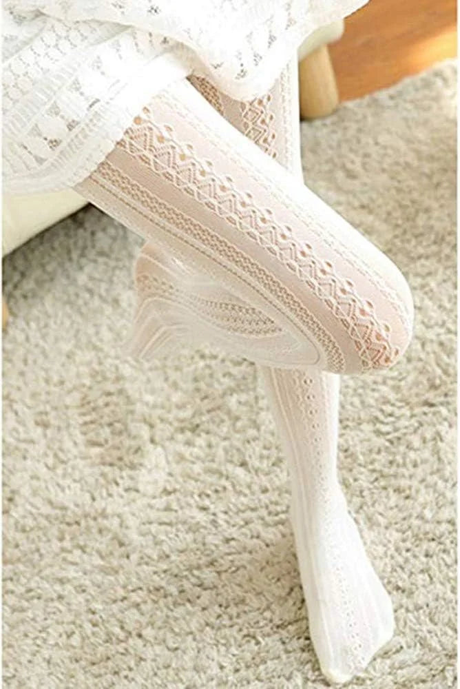 SurBepo Women Fishnet Hollow Out Knitted Patterned Thick Warm Stockings Tights Vertical Strips Pantyhose For Female