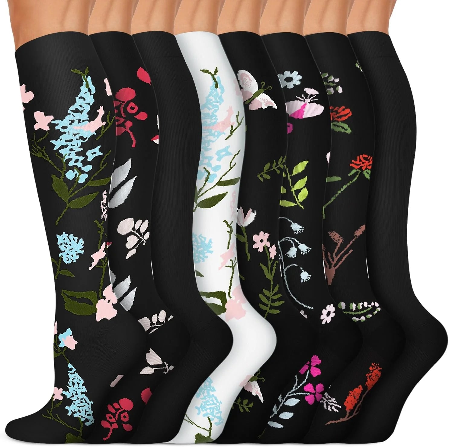 Copper Compression Socks 15-20 mmHg for Men & Women 8 Pairs – Circulation Support for Nurses, Travel, Running, Hiking, Soccer