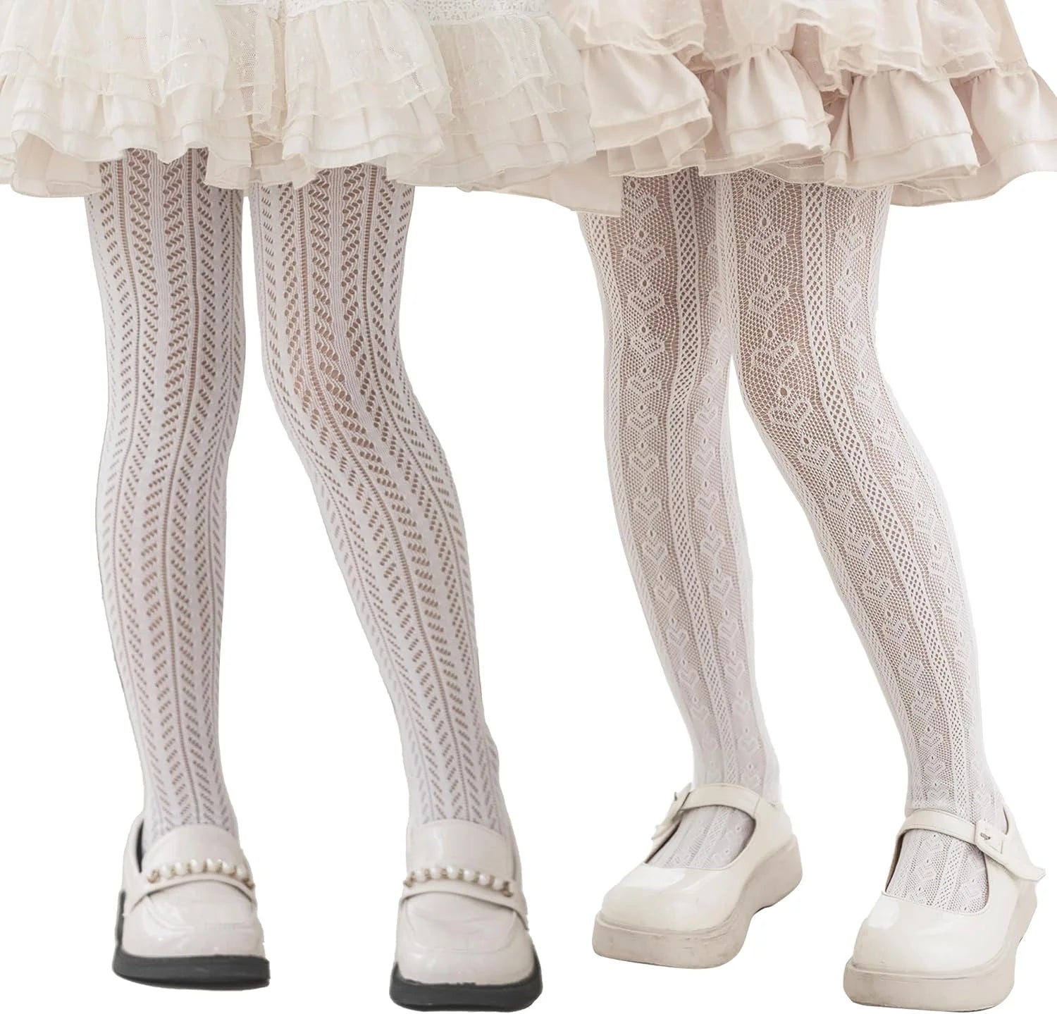 LOLANTA Girls Lace Tights Kids Sheer Patterned Fishnet Stockings 2 Pack