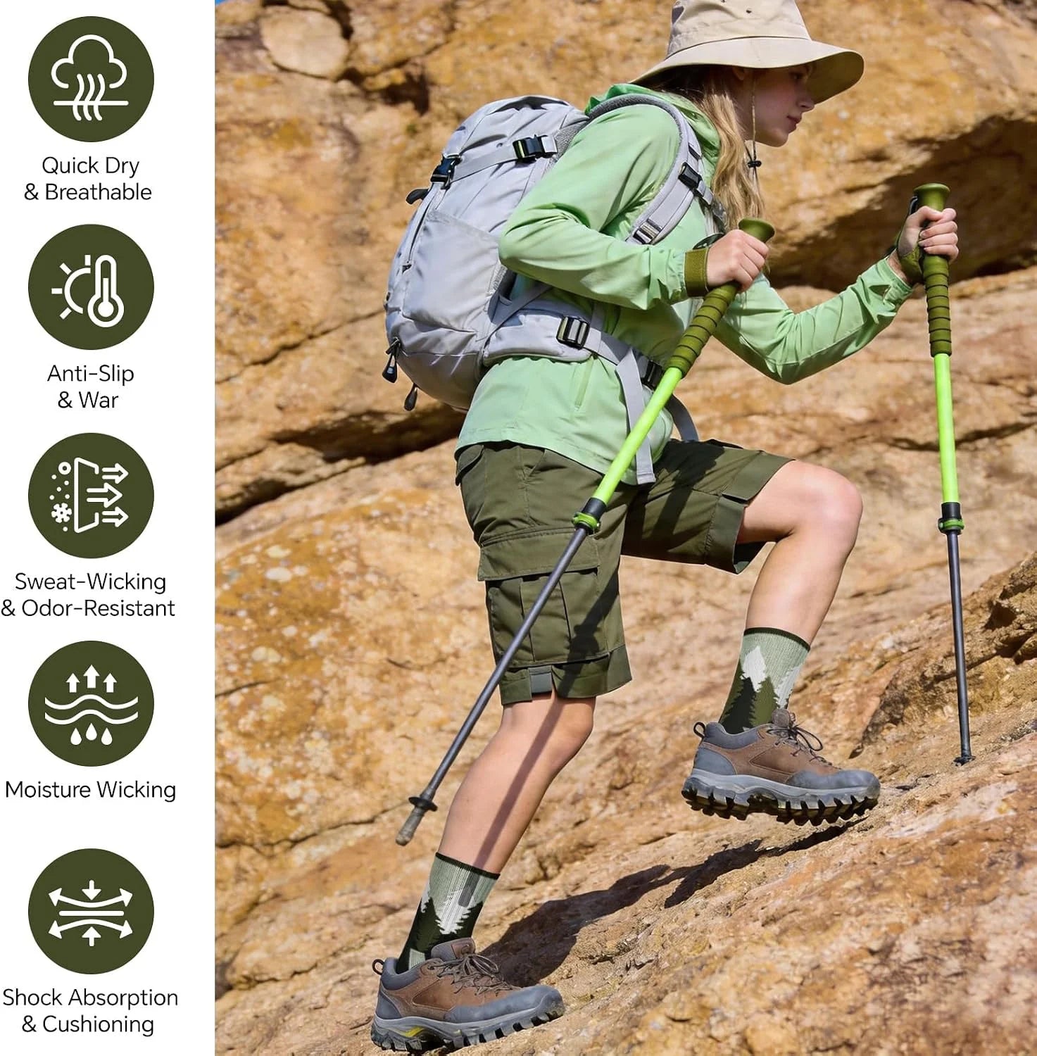 Women Hiking Crew Socks, Winter Thermal Warm, Moisture Wicking Cushioned Sole, Cozy Outdoor Boot Work Athletic
