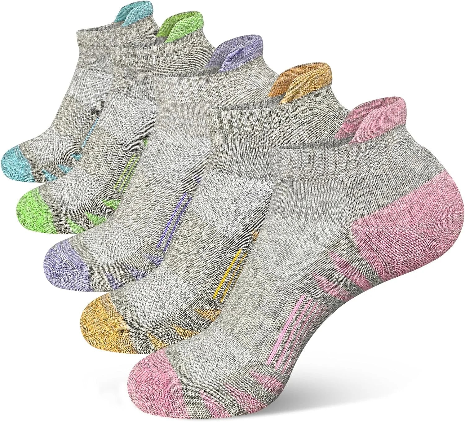 Heyoboy Womens Ankle Anti-blister Cushioned Athletic Running Socks 5 Pairs