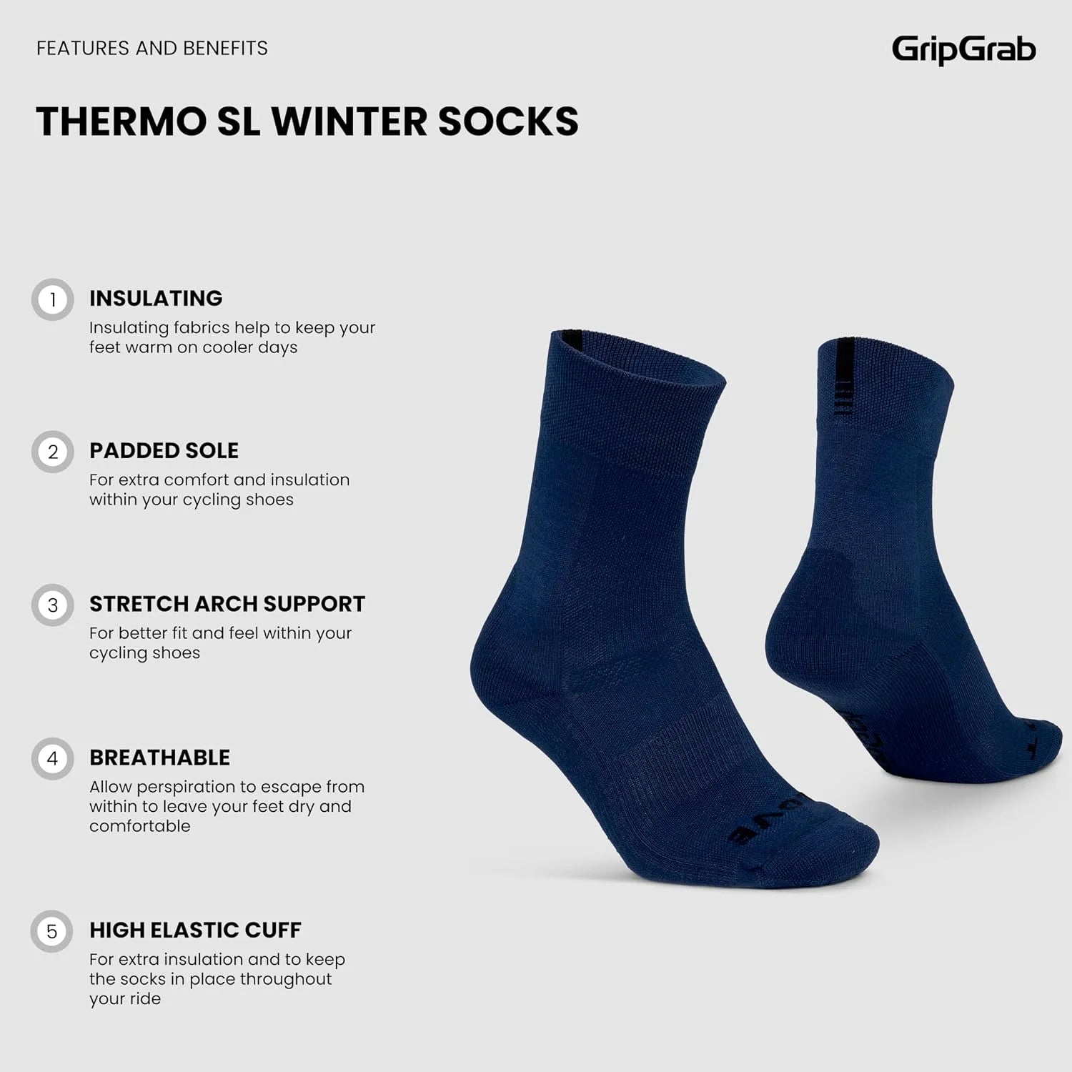 GripGrab Thermo SL Winter Cycling Socks - Single & Multipack High Cut