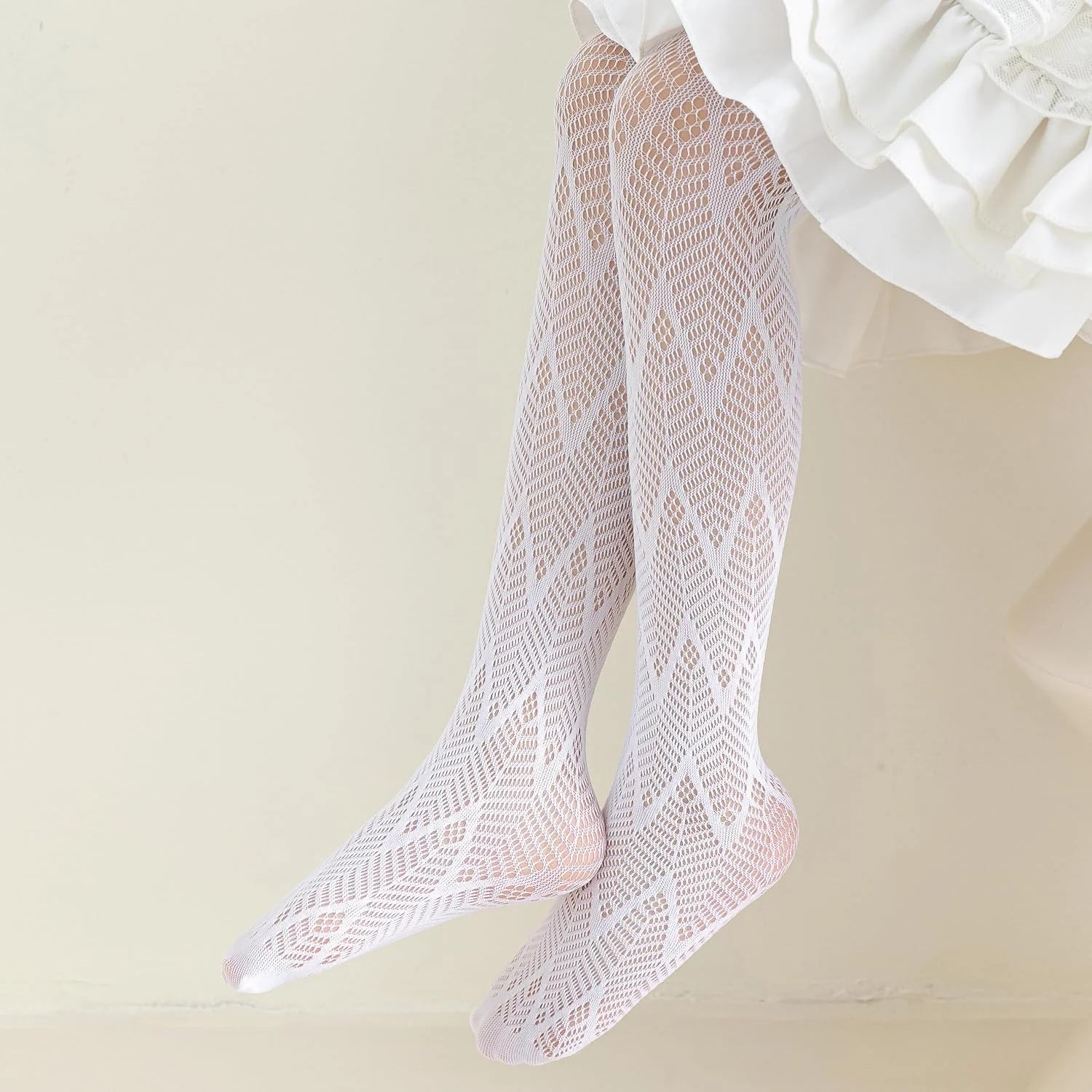 LOLANTA Girls Lace Tights Kids Sheer Patterned Fishnet Stockings 2 Pack