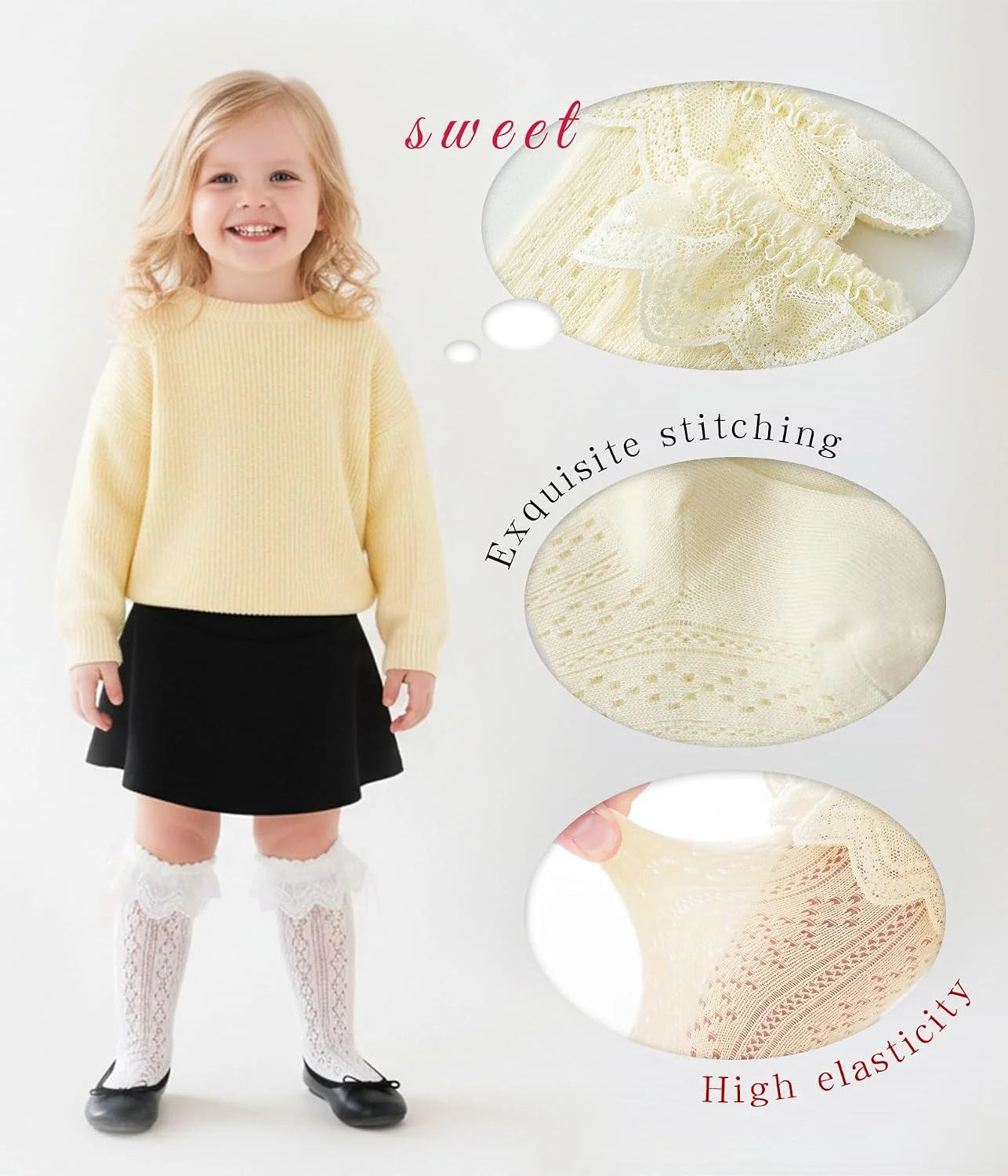 CHUNG Toddler Baby Girls Knee Hight Stocking Cotton Socks 0-7Years Solid Color Bowknot Thin Spring Summer