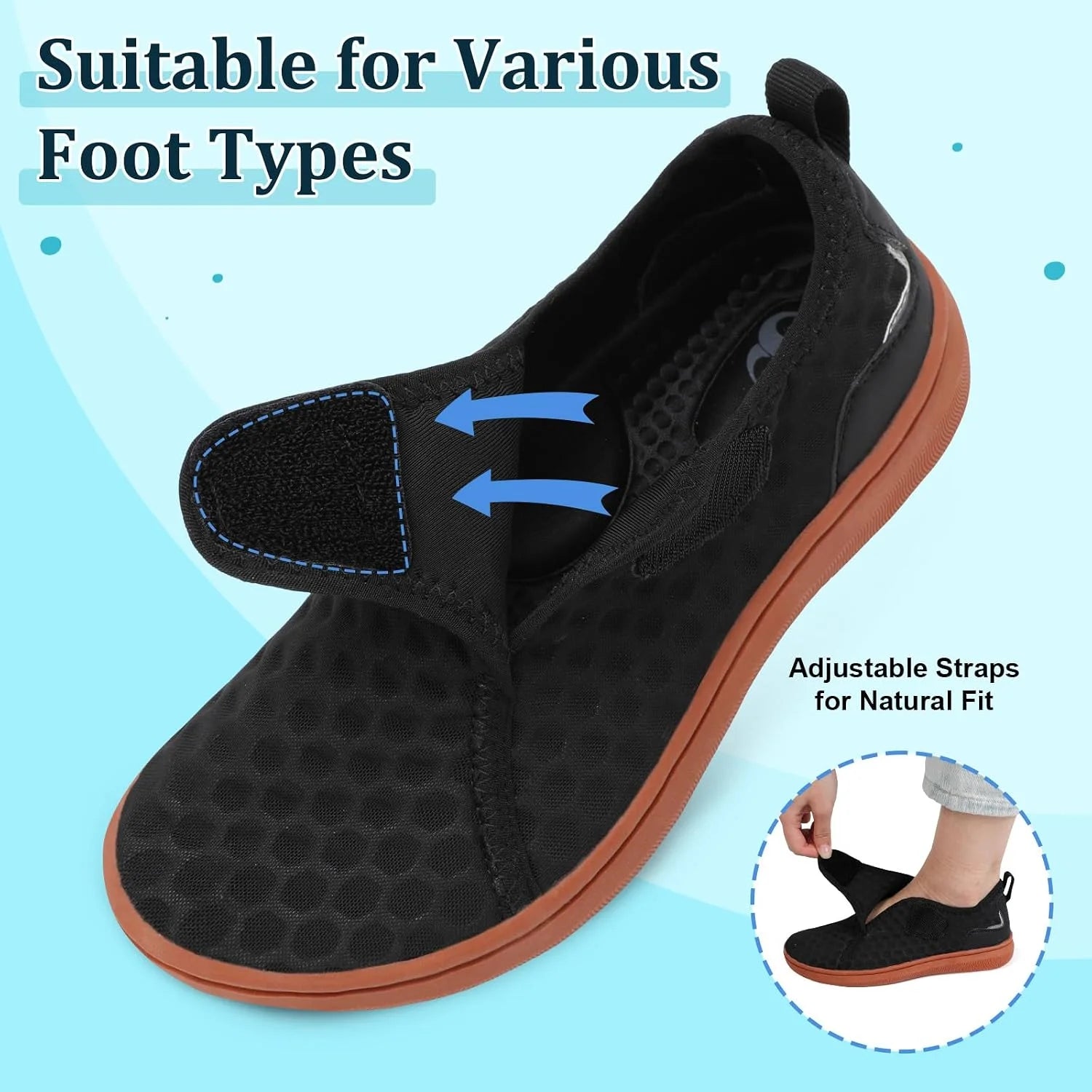Scurtain Womens Beach Water Shoes Wide Walking Shoes Barefoot Flat Sandals