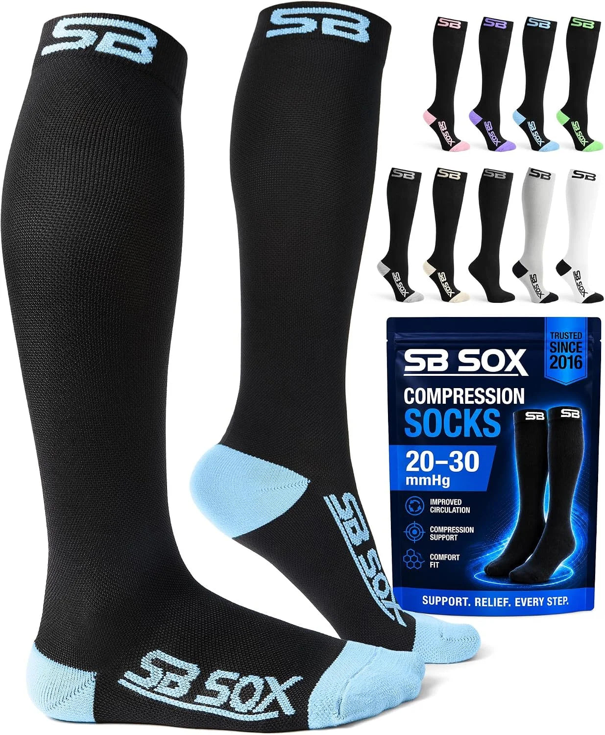 SB SOX Compression Socks for Men & Women (20-30mmHg)