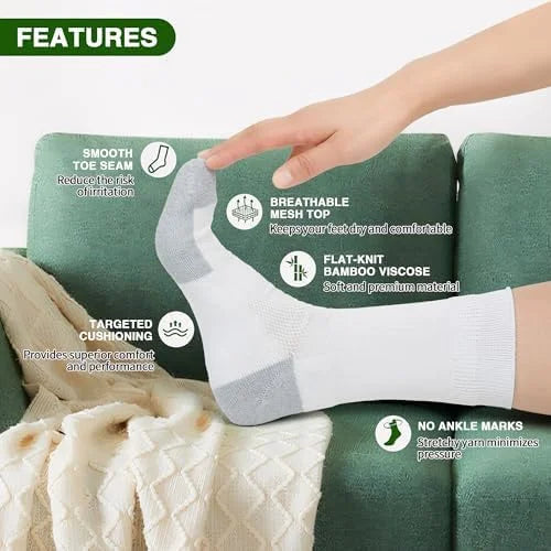 Diabetic Socks for Men,4 Pairs Non Binding Loose Wide Top Crew Socks for Men Size 9-12/10-13/13-15.