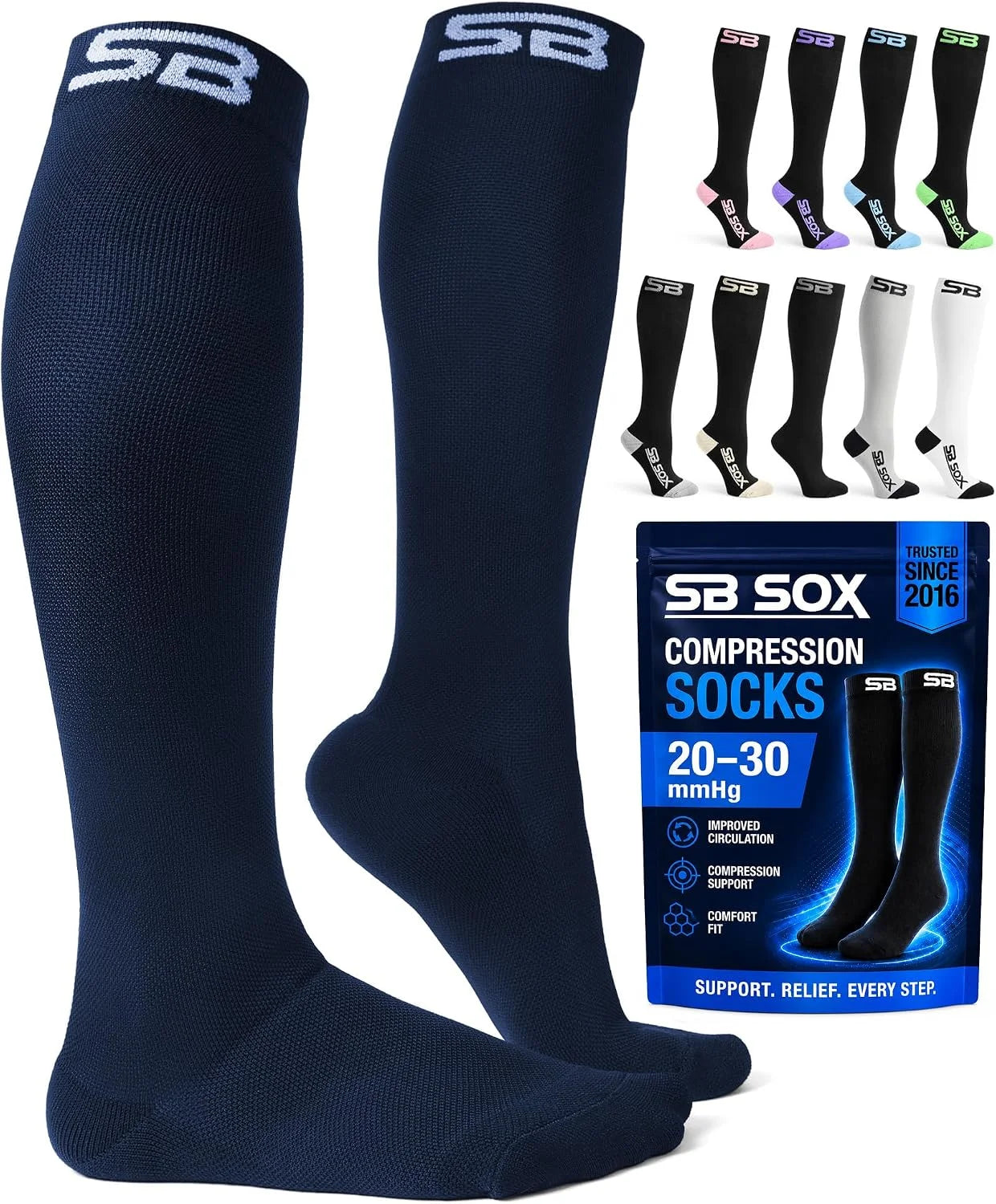 SB SOX Compression Socks for Men & Women (20-30mmHg)