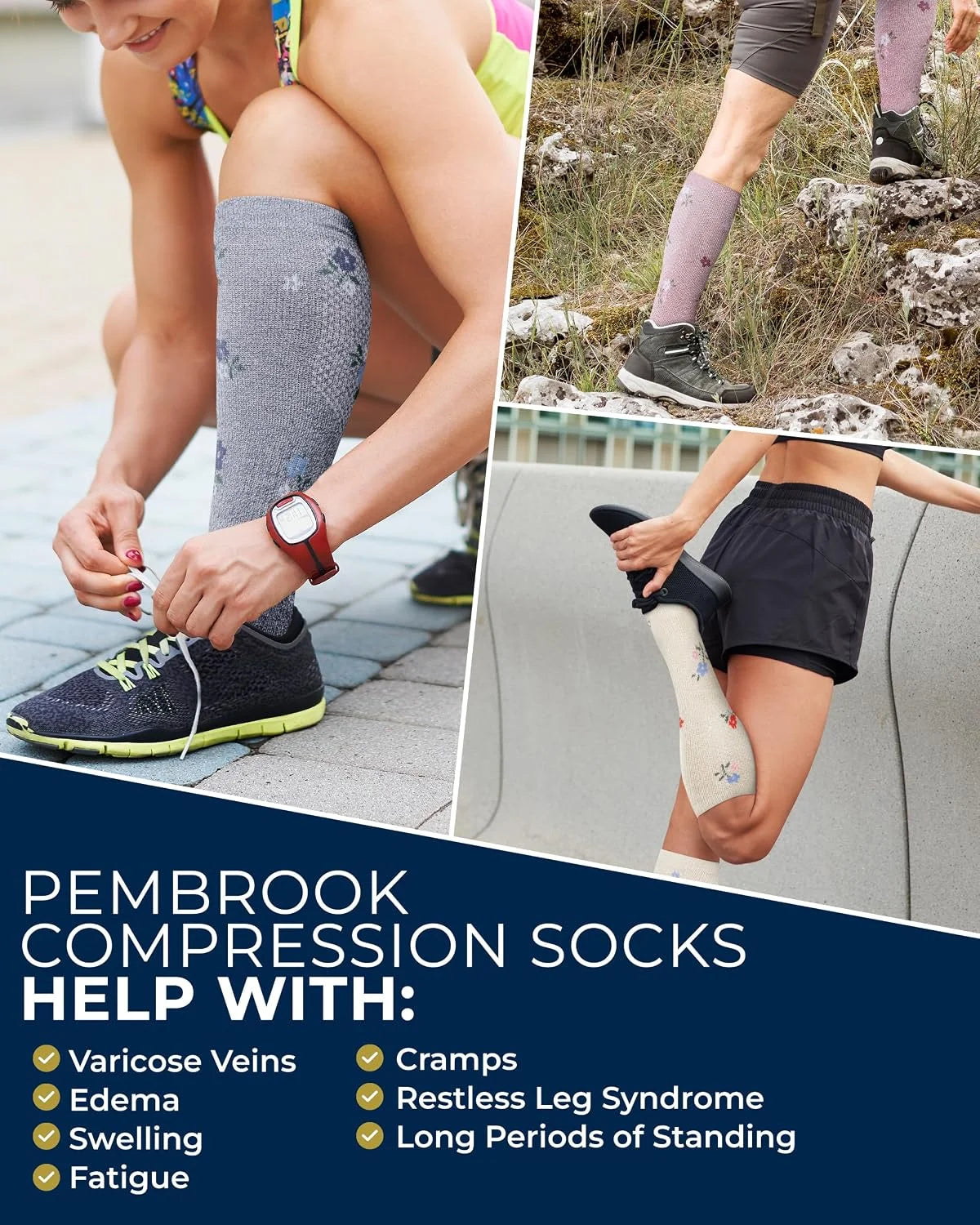 Pembrook® Light Compression Socks for Men & Women - 3 Pairs | 8-15 mmhg Compression Dress Socks for Men | Support Socks