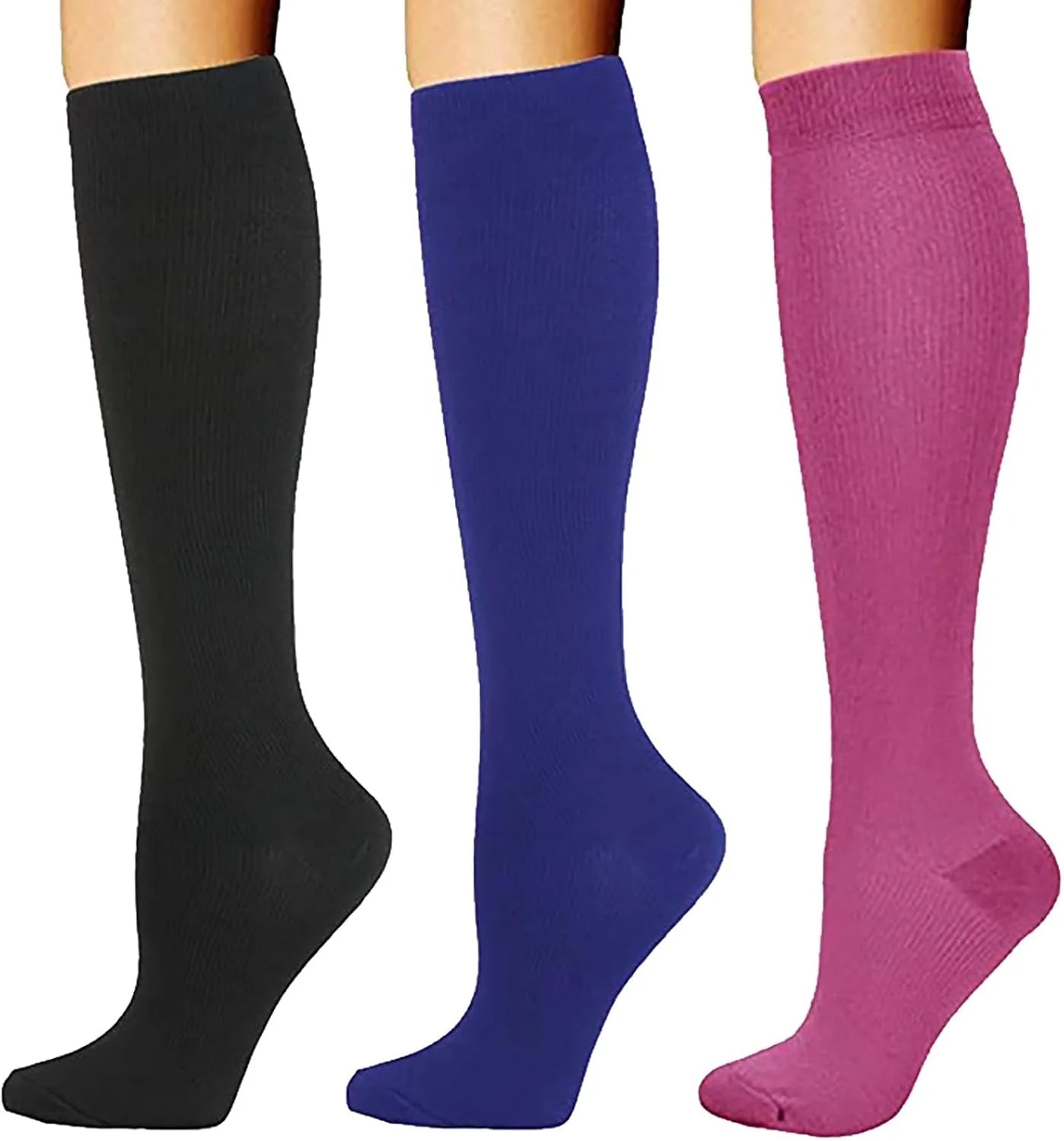 1 Pairs Compression Socks for Men & Women 20-30 mmHg Knee High Nurse Running Medical and Travel Athletic