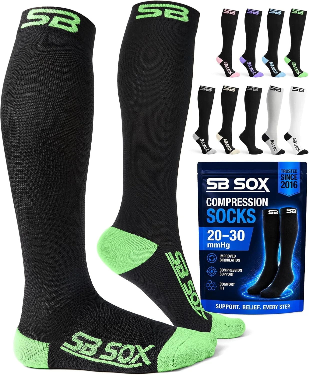 SB SOX Compression Socks for Men & Women (20-30mmHg)