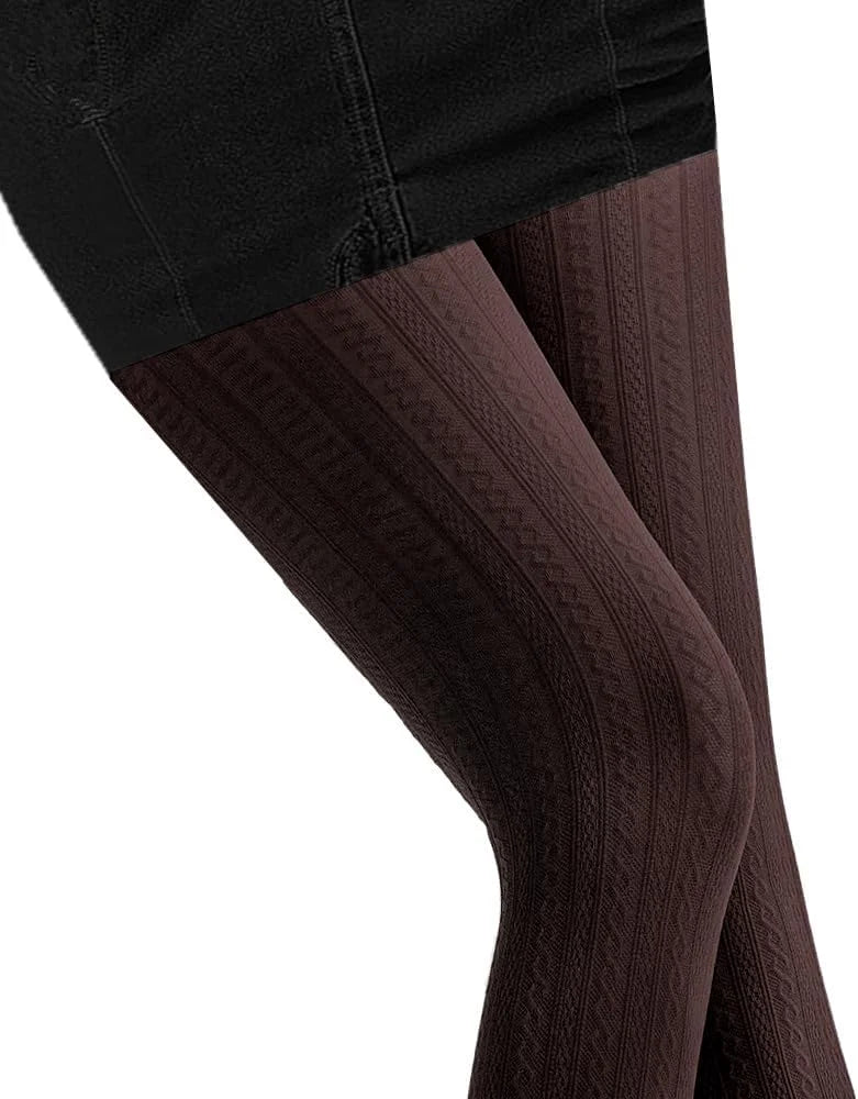 SurBepo Women Fishnet Hollow Out Knitted Patterned Thick Warm Stockings Tights Vertical Strips Pantyhose For Female