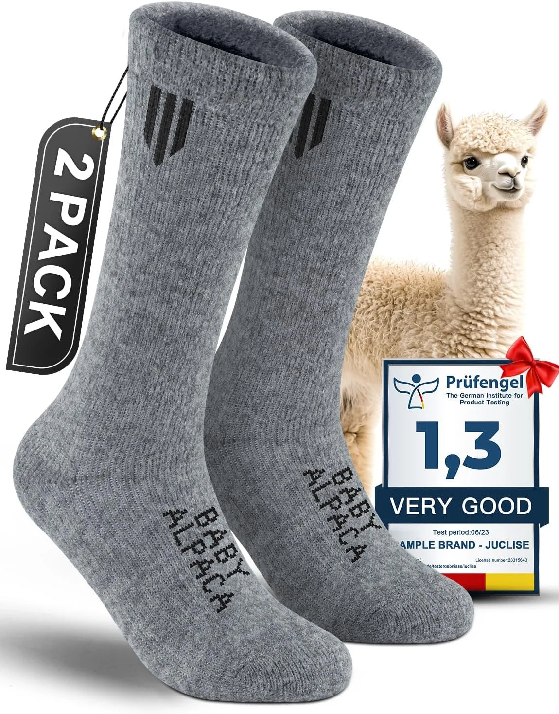 Juclise Alpaca Wool Boot Socks Men and Women, Heavyweight Thick Thermal Socks Cold Weather Hunting Hiking, Moisture Wicking