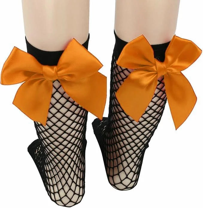 Baby Girls Kids Mesh Socks Bow Fishnet Ankle High socks Lace Fish Net Vintage back bow Short Sock(W3)