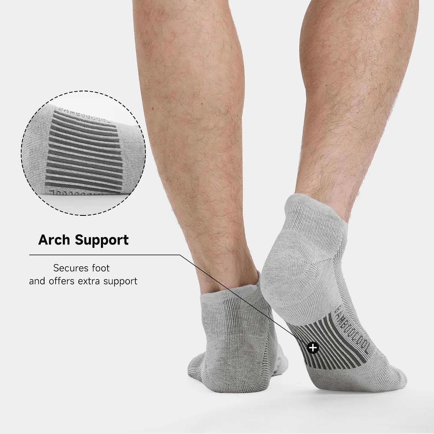 BAMBOO COOL Mens Athletic Ankle Socks Moisture Wicking Cushioned 8 Pack