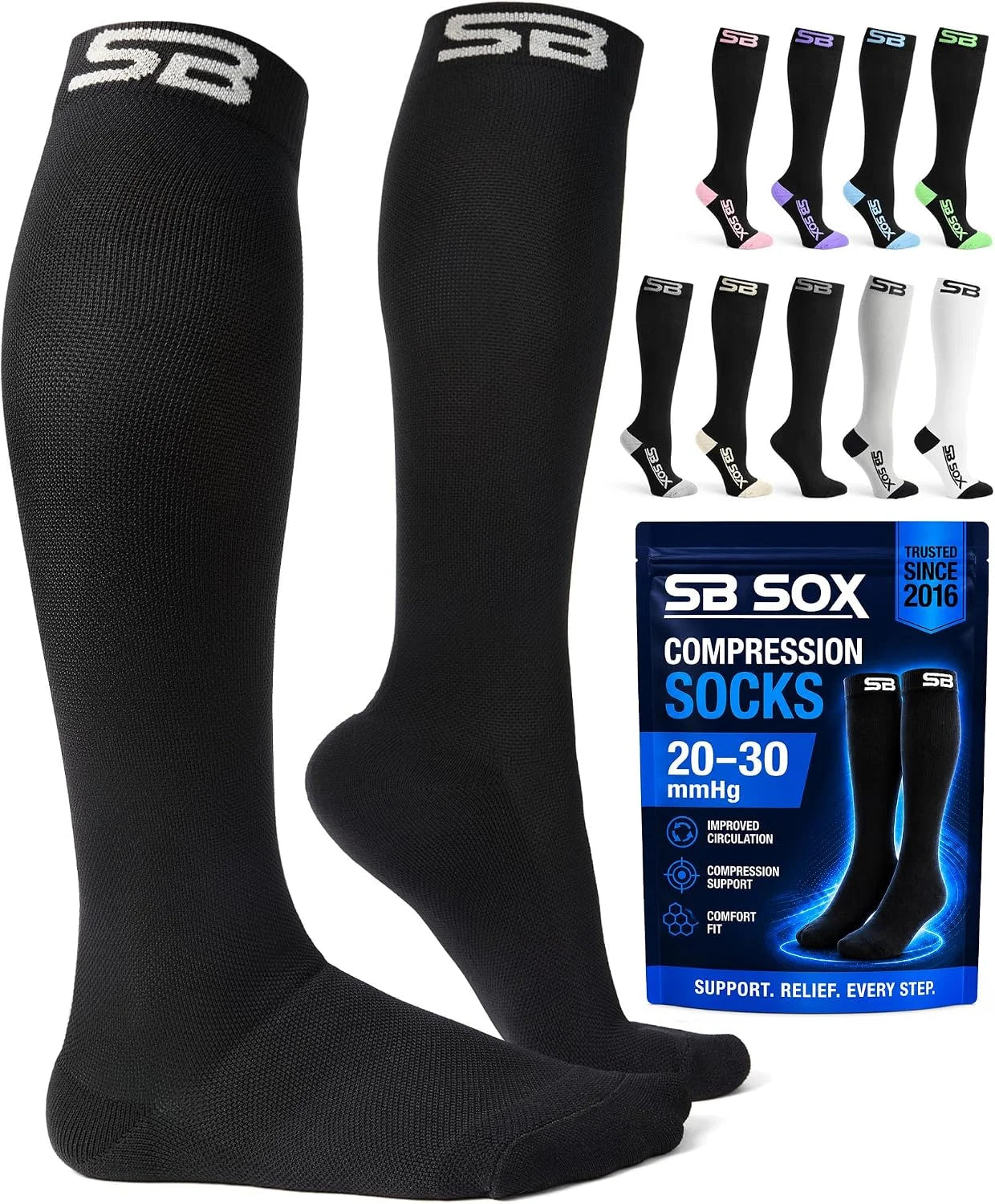 SB SOX Compression Socks for Men & Women (20-30mmHg)