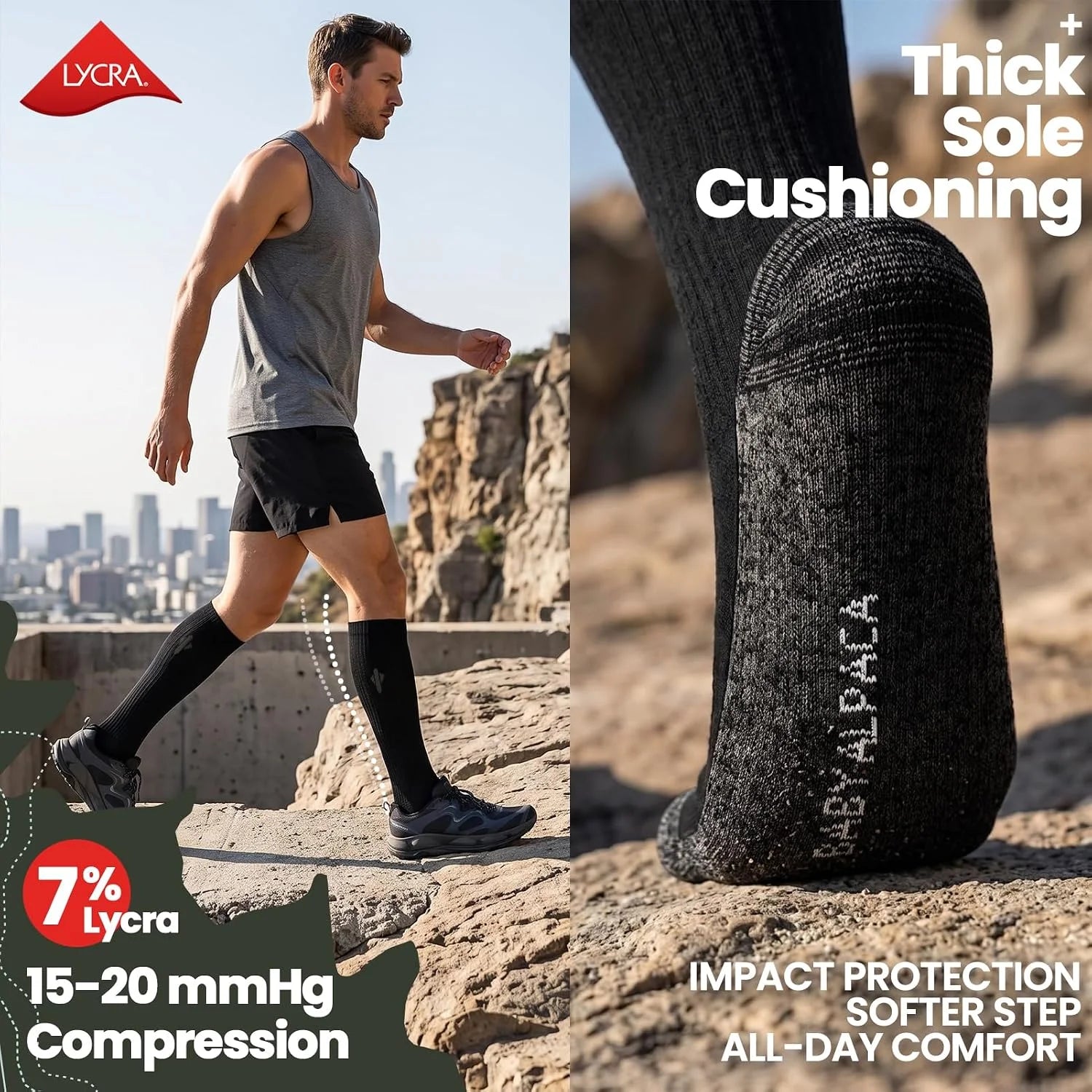 Alpaca Compression Socks for Men & Women, 15-20 mmHg Knee High Graduated Circulation Support, Moisture Wicking