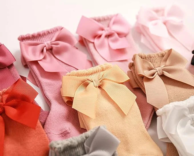QandSweet Baby Girl Knee-High Socks Toddlers Bow Stockings Newborn Infant Non-Slip Sock