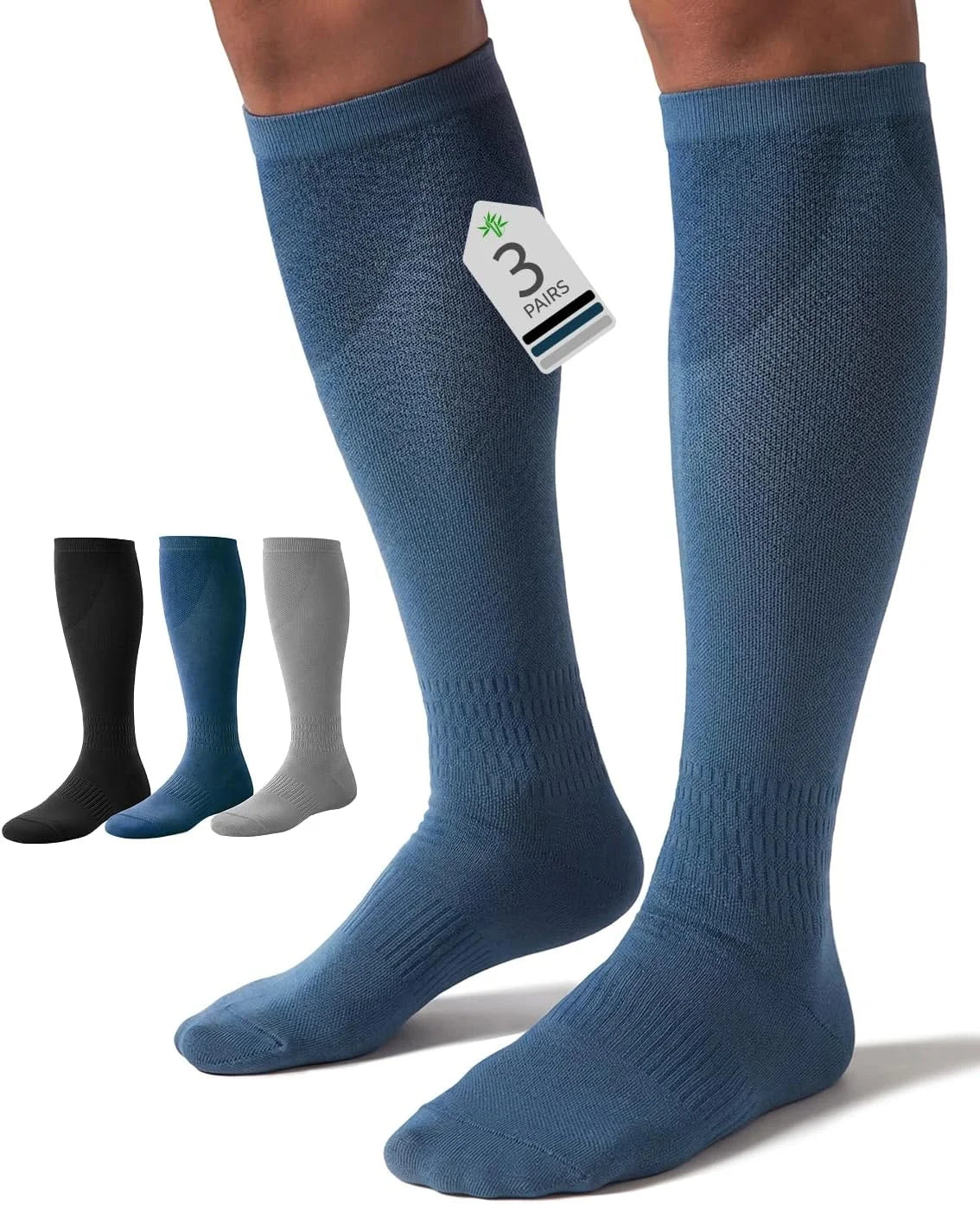 FAIRWIN Bamboo Viscose Compression Socks for Men Women, 15-20 mmHg Knee High Soft Support for Nurse Running Travel Work