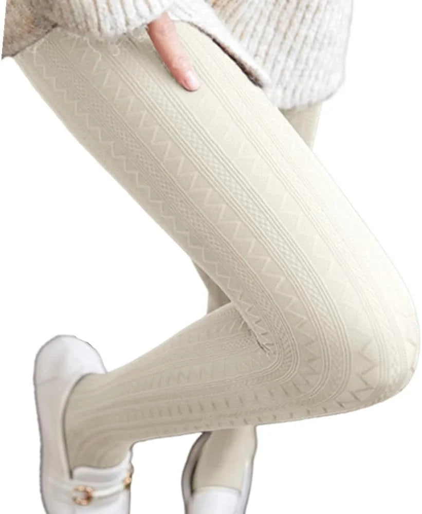 SurBepo Women Fishnet Hollow Out Knitted Patterned Thick Warm Stockings Tights Vertical Strips Pantyhose For Female