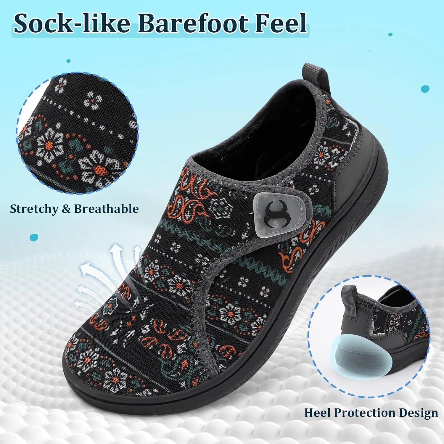 Scurtain Womens Beach Water Shoes Wide Walking Shoes Barefoot Flat Sandals