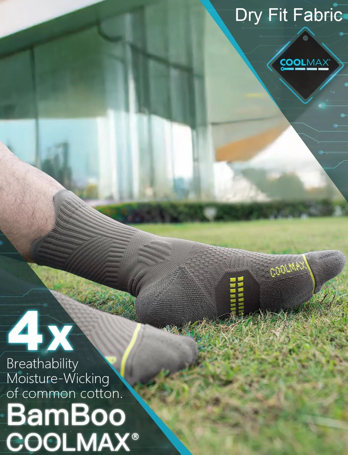 Juclise Compression Running Crew Socks, Bamboo Viscose Lightweight Cushion