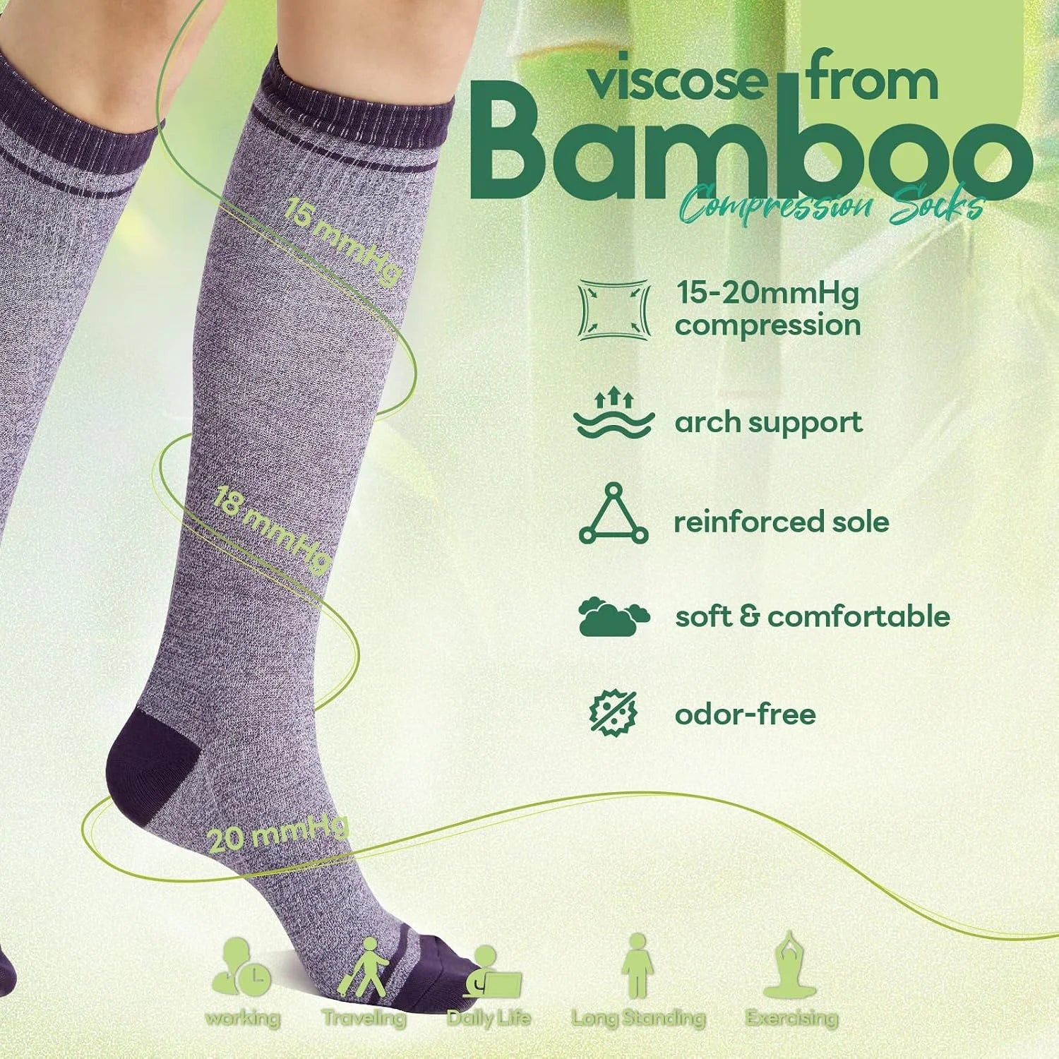 Compression Socks Women & Men 15-20 mmHg for Flying