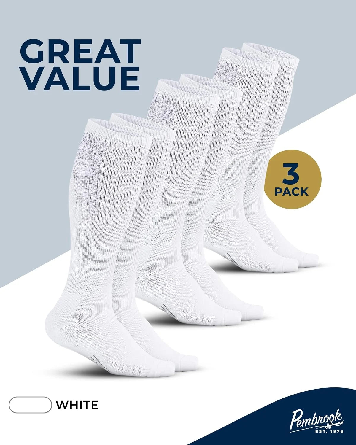 Pembrook® Light Compression Socks for Men & Women - 3 Pairs | 8-15 mmhg Compression Dress Socks for Men | Support Socks