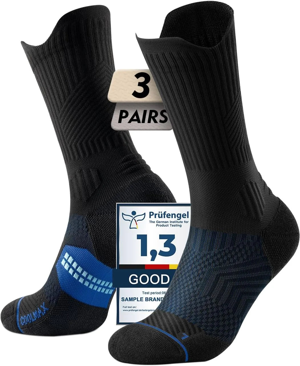 Juclise Compression Running Crew Socks, Bamboo Viscose Lightweight Cushion