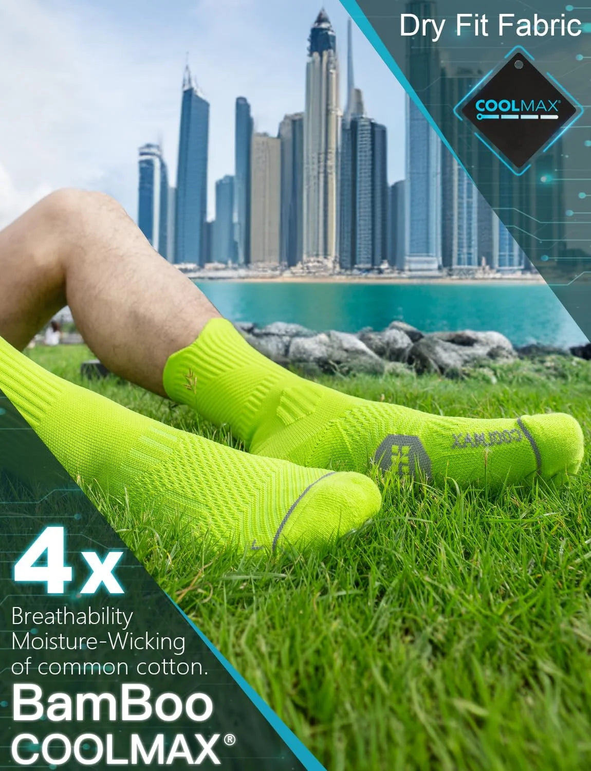 Juclise Compression Running Crew Socks, Bamboo Viscose Lightweight Cushion