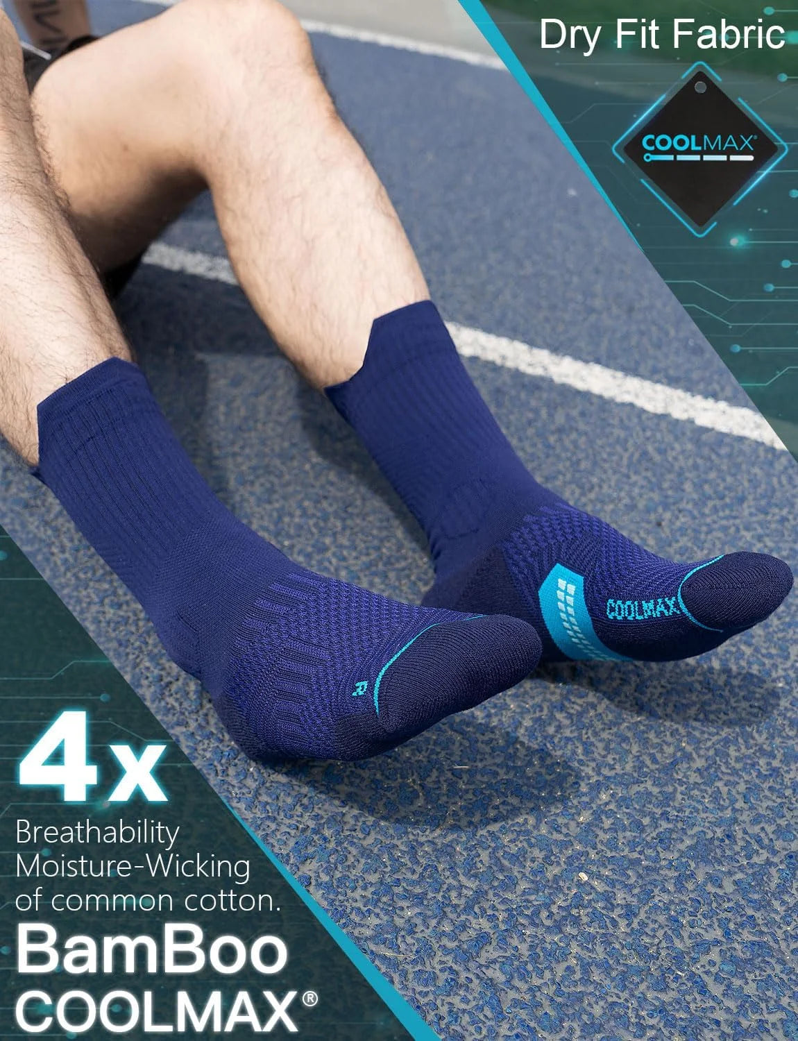 Juclise Compression Running Crew Socks, Bamboo Viscose Lightweight Cushion