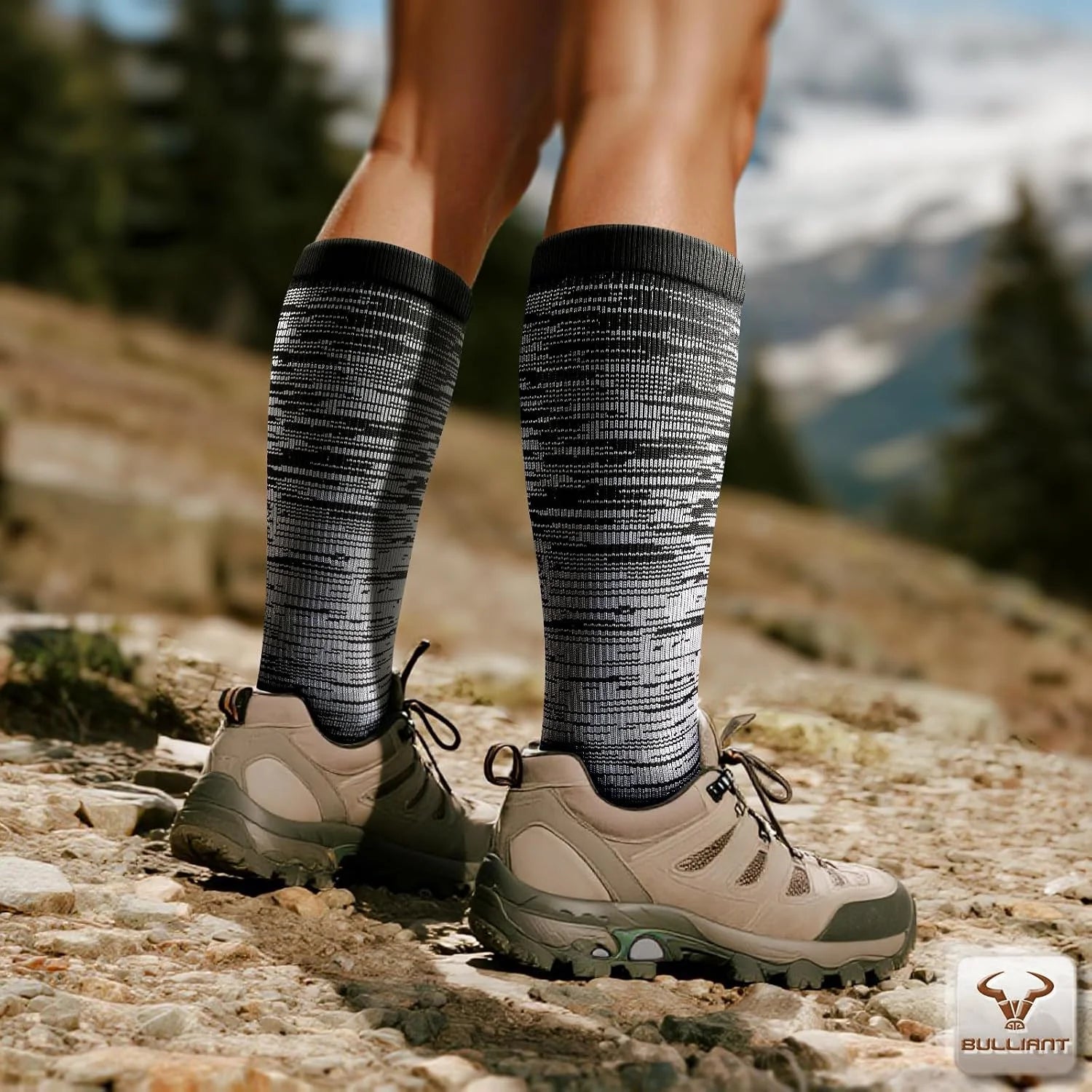 BULLIANT Men Cushioned Compression Sports Recovery Knee-High Socks 3Pack