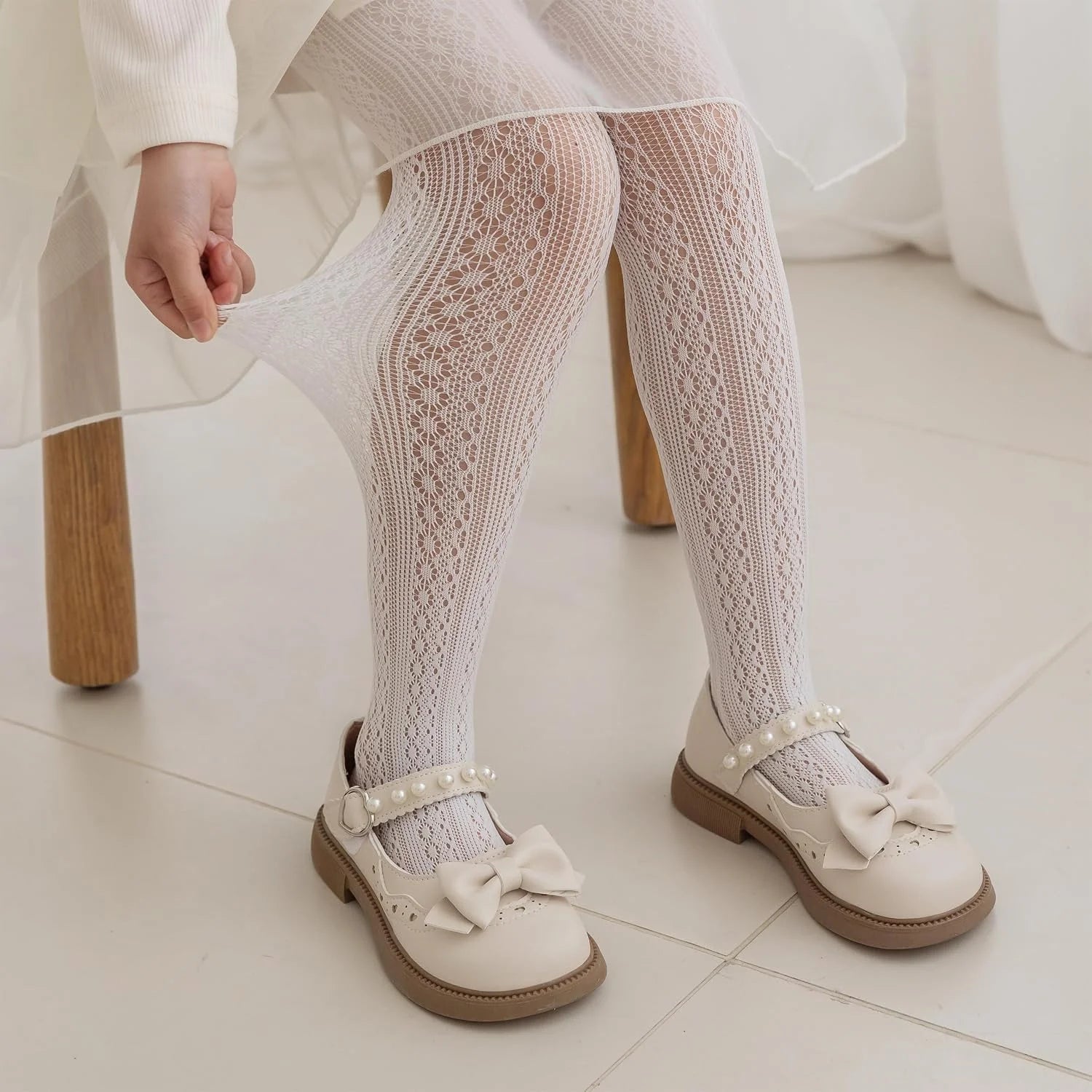 LOLANTA Girls Lace Tights Kids Sheer Patterned Fishnet Stockings 2 Pack