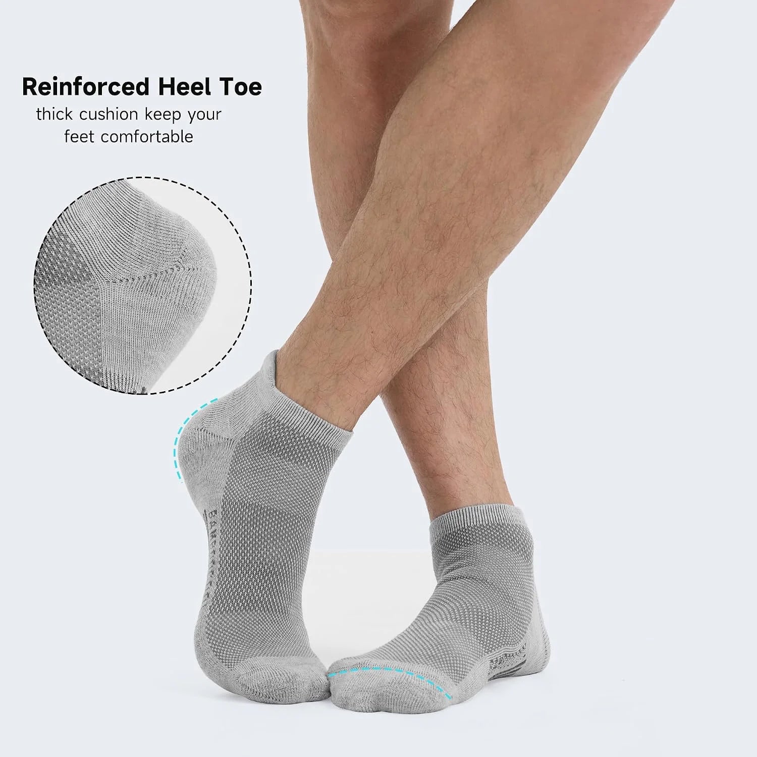 BAMBOO COOL Mens Athletic Ankle Socks Moisture Wicking Cushioned 8 Pack