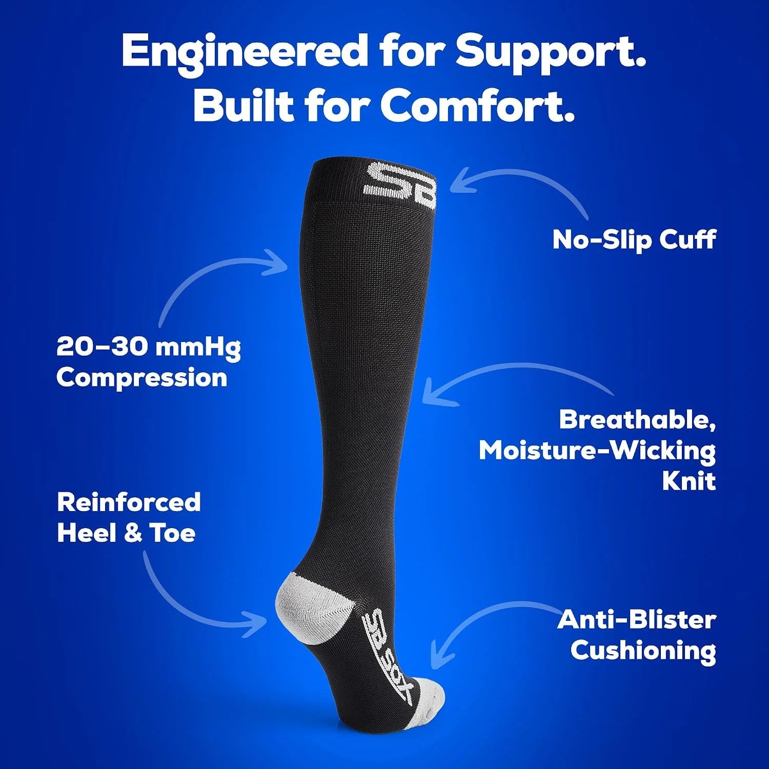 SB SOX Compression Socks for Men & Women (20-30mmHg)